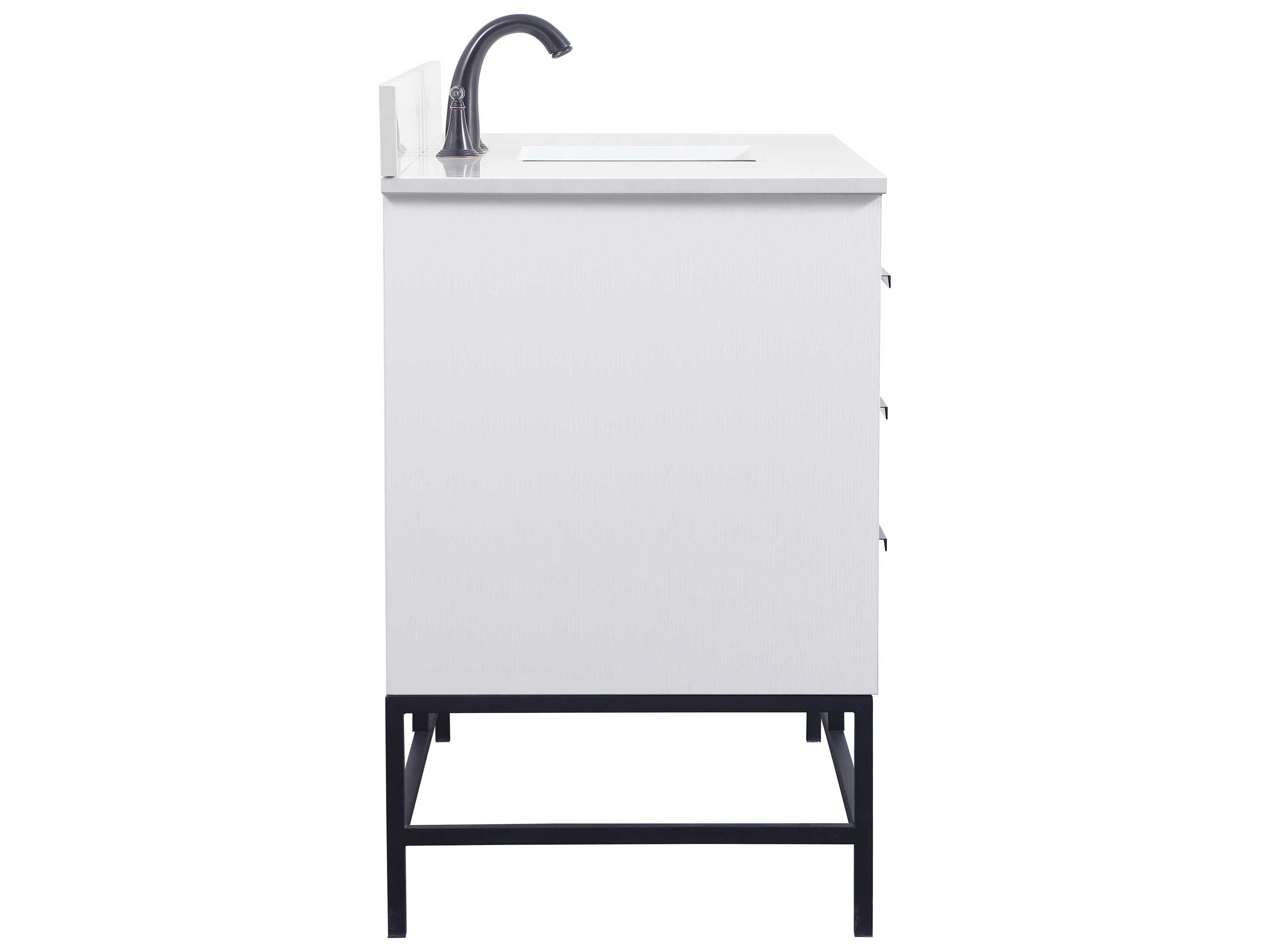 Elegant Lighting Eugene White 48" Vanity with Backsplash