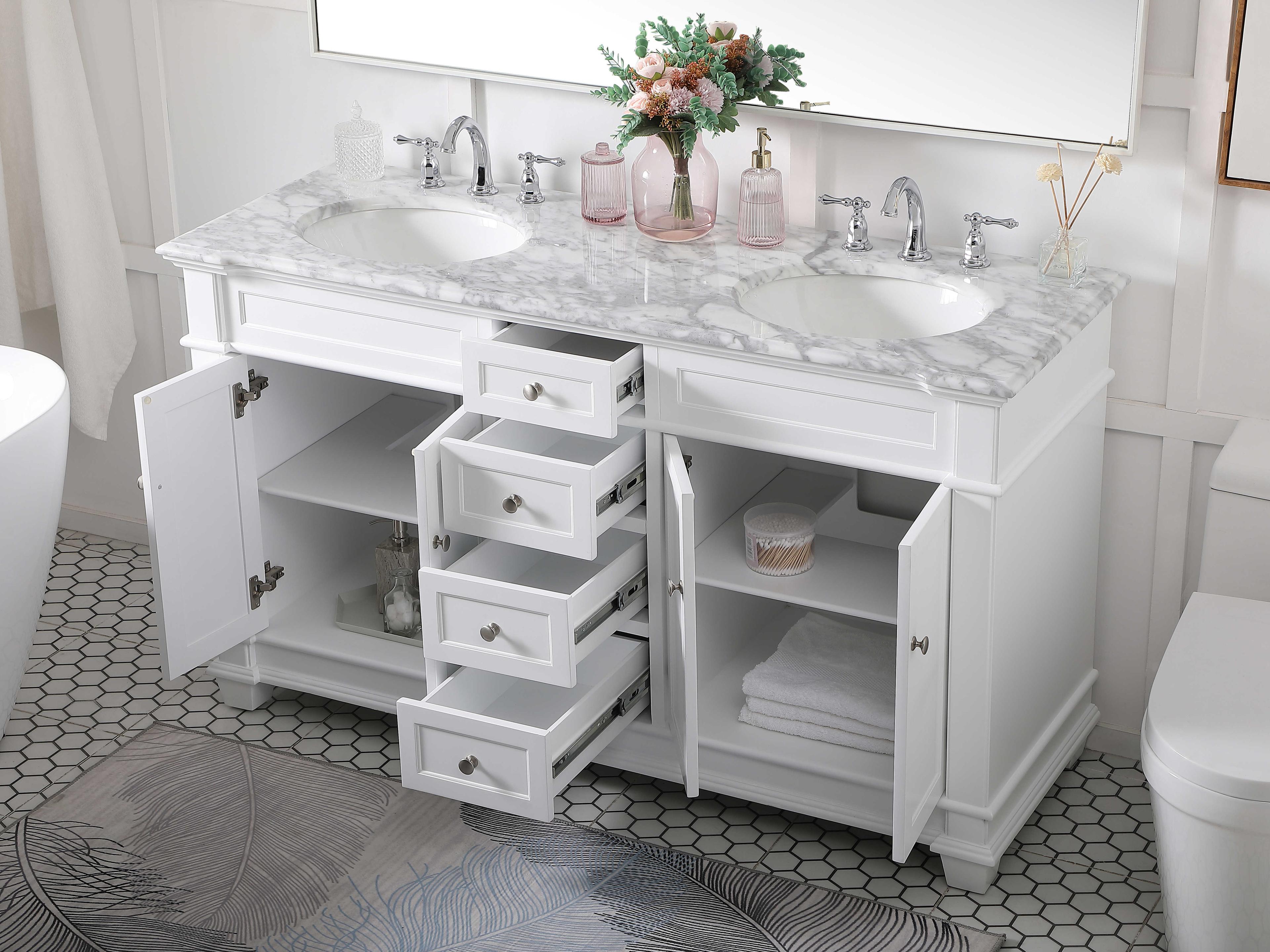 Elegant Lighting Wesley White 60" Vanity