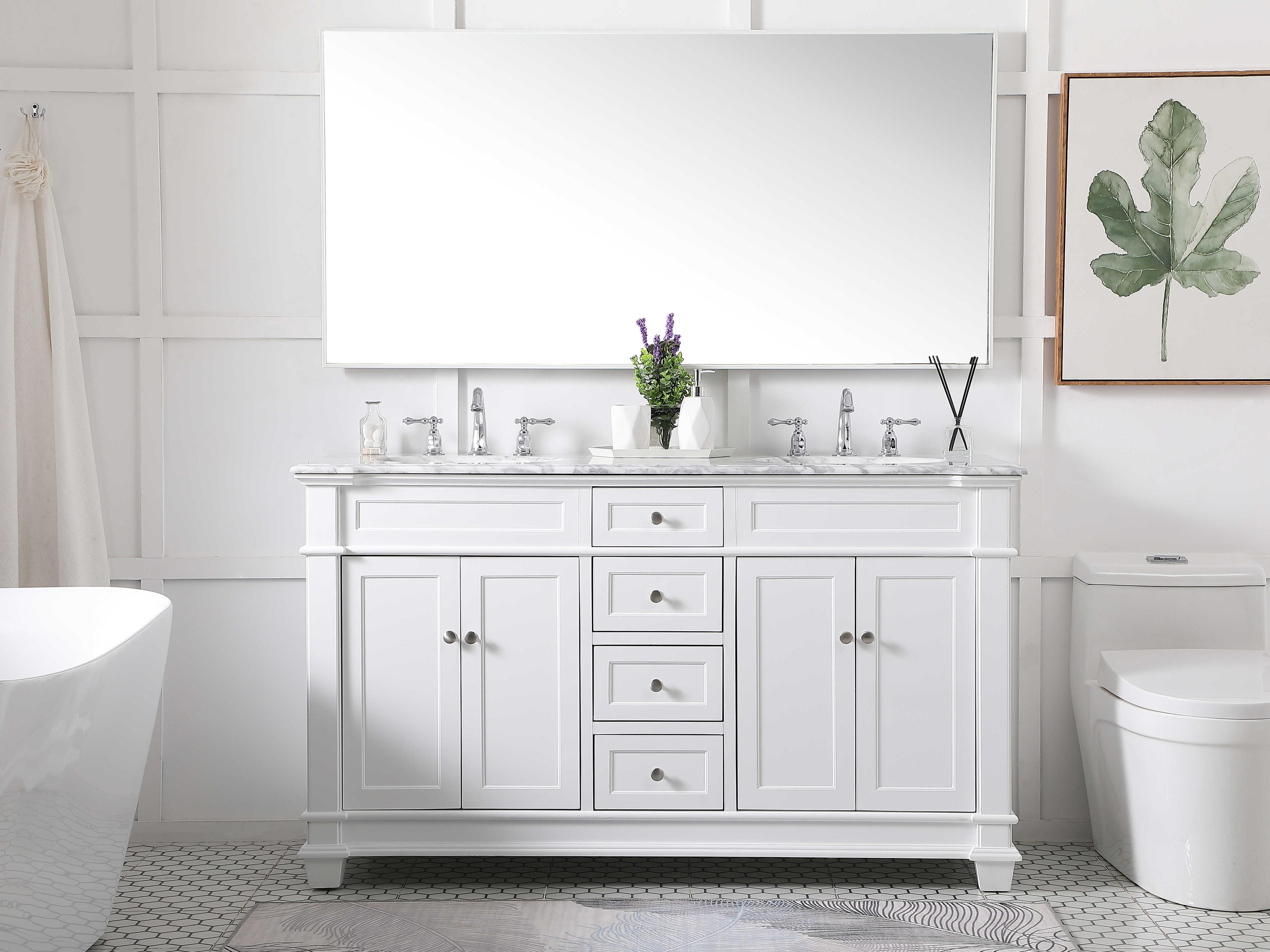Elegant Lighting Wesley White 60" Vanity