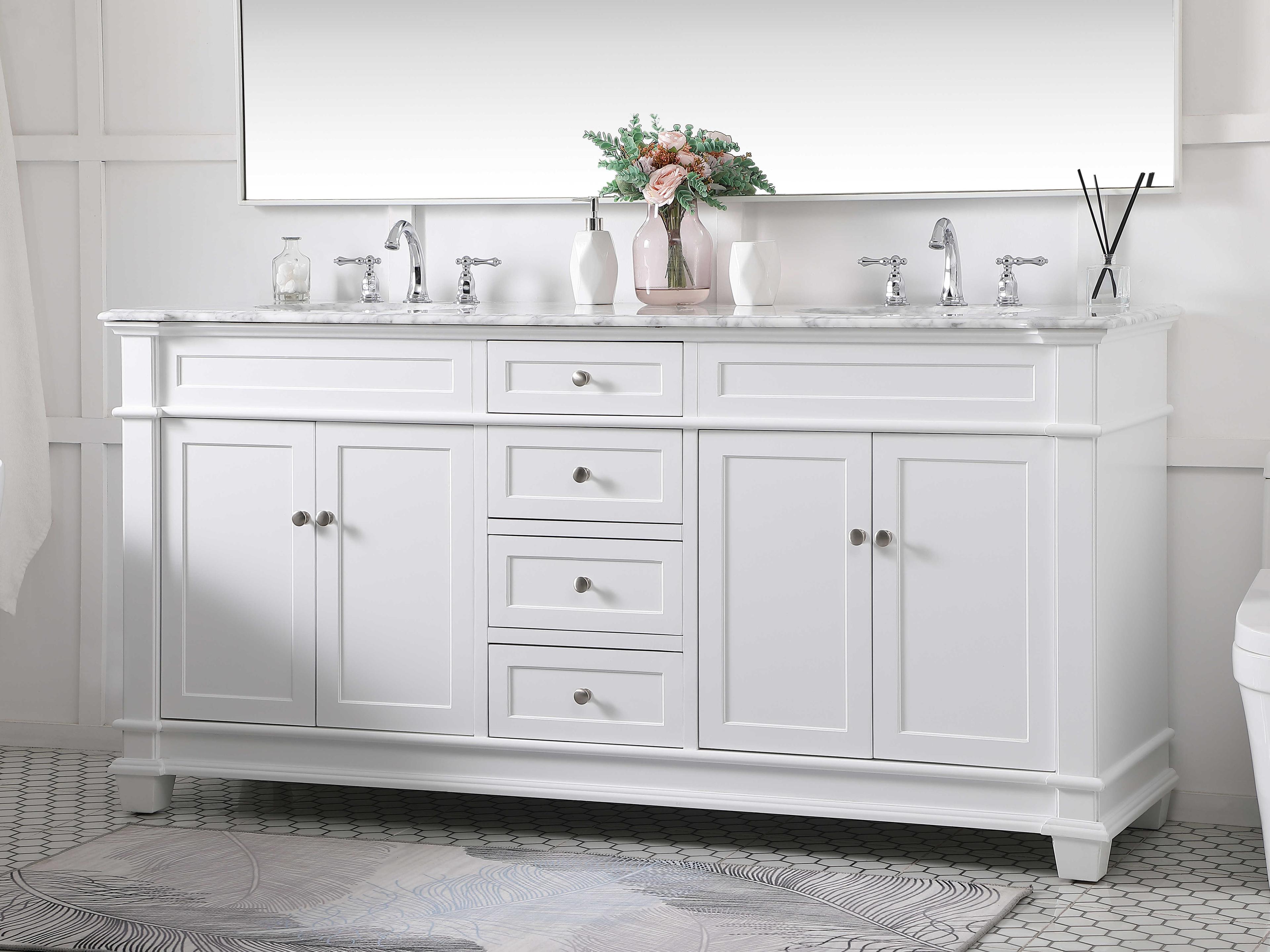 Elegant Lighting Wesley White 72" Vanity