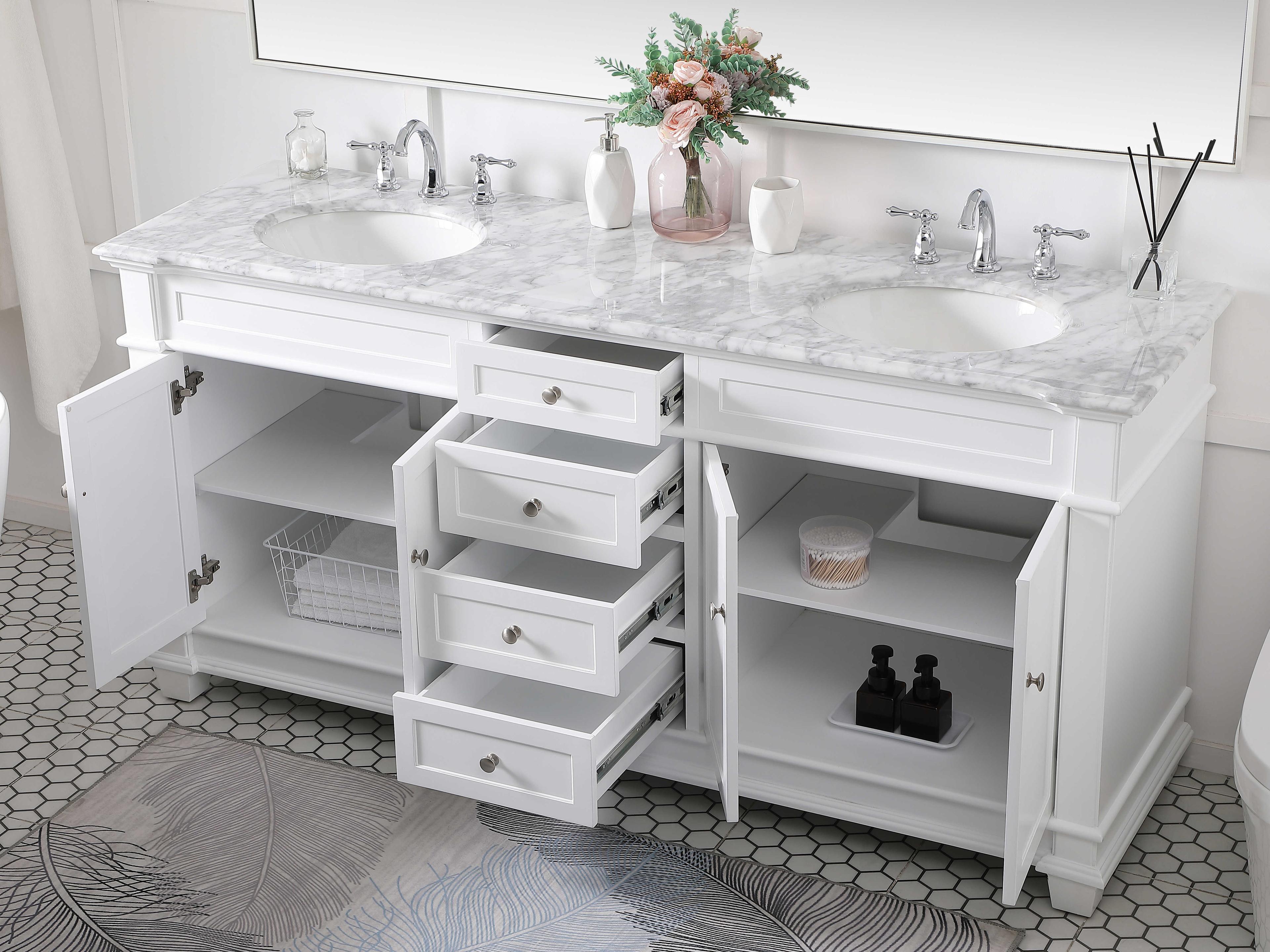 Elegant Lighting Wesley White 72" Vanity