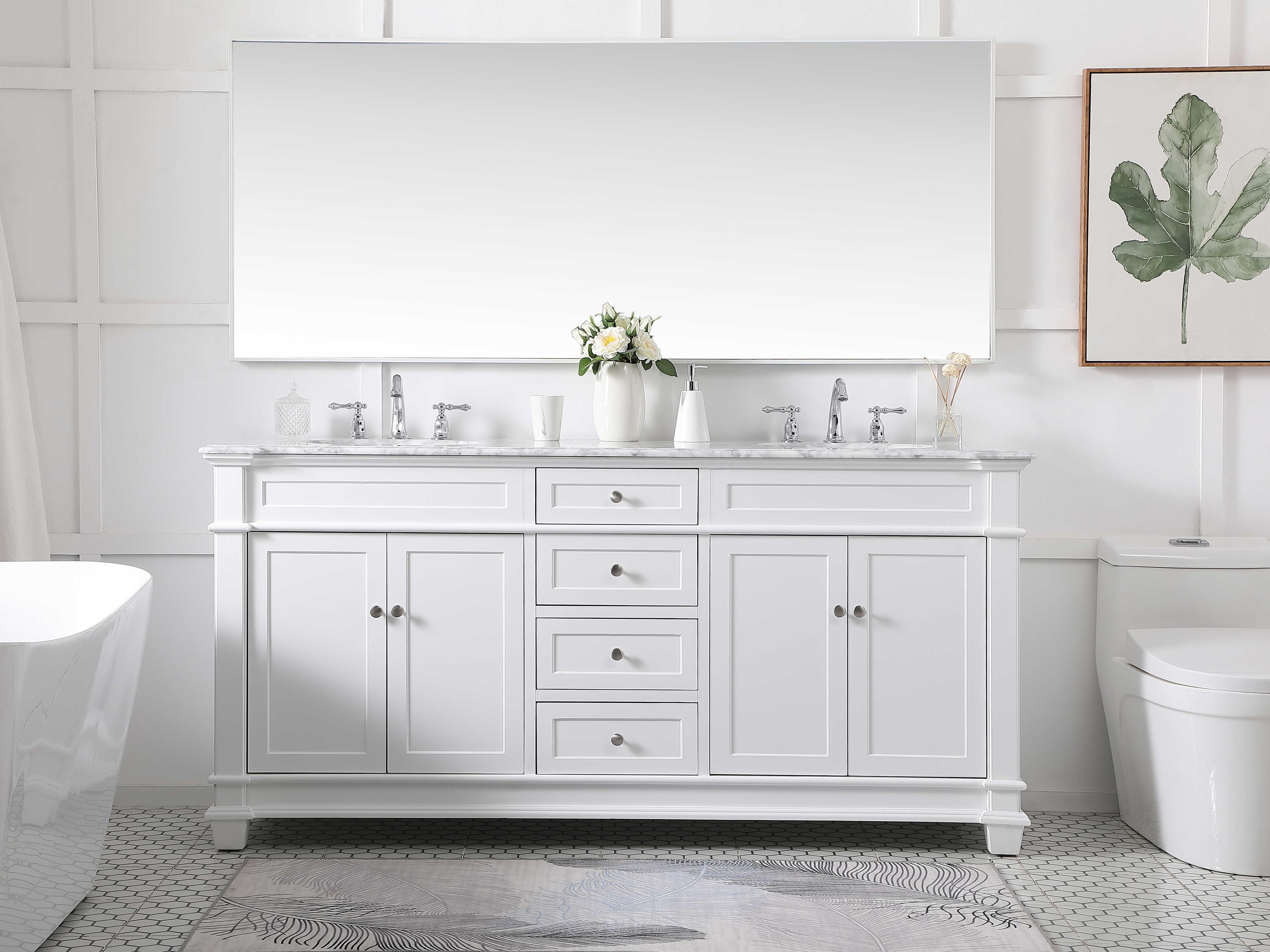Elegant Lighting Wesley White 72" Vanity