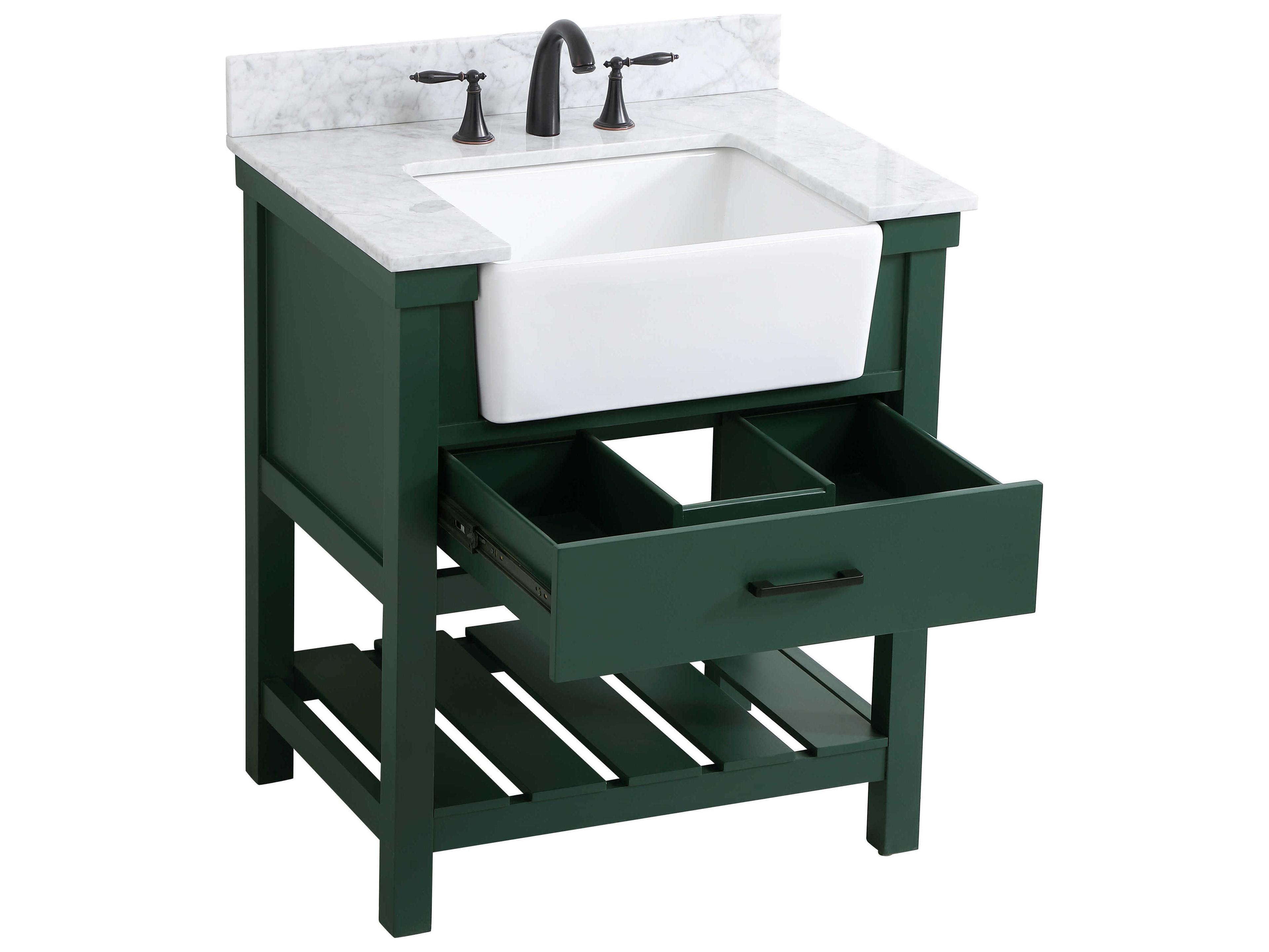 Elegant Lighting Clement Green / Black 30" Vanity with Backsplash