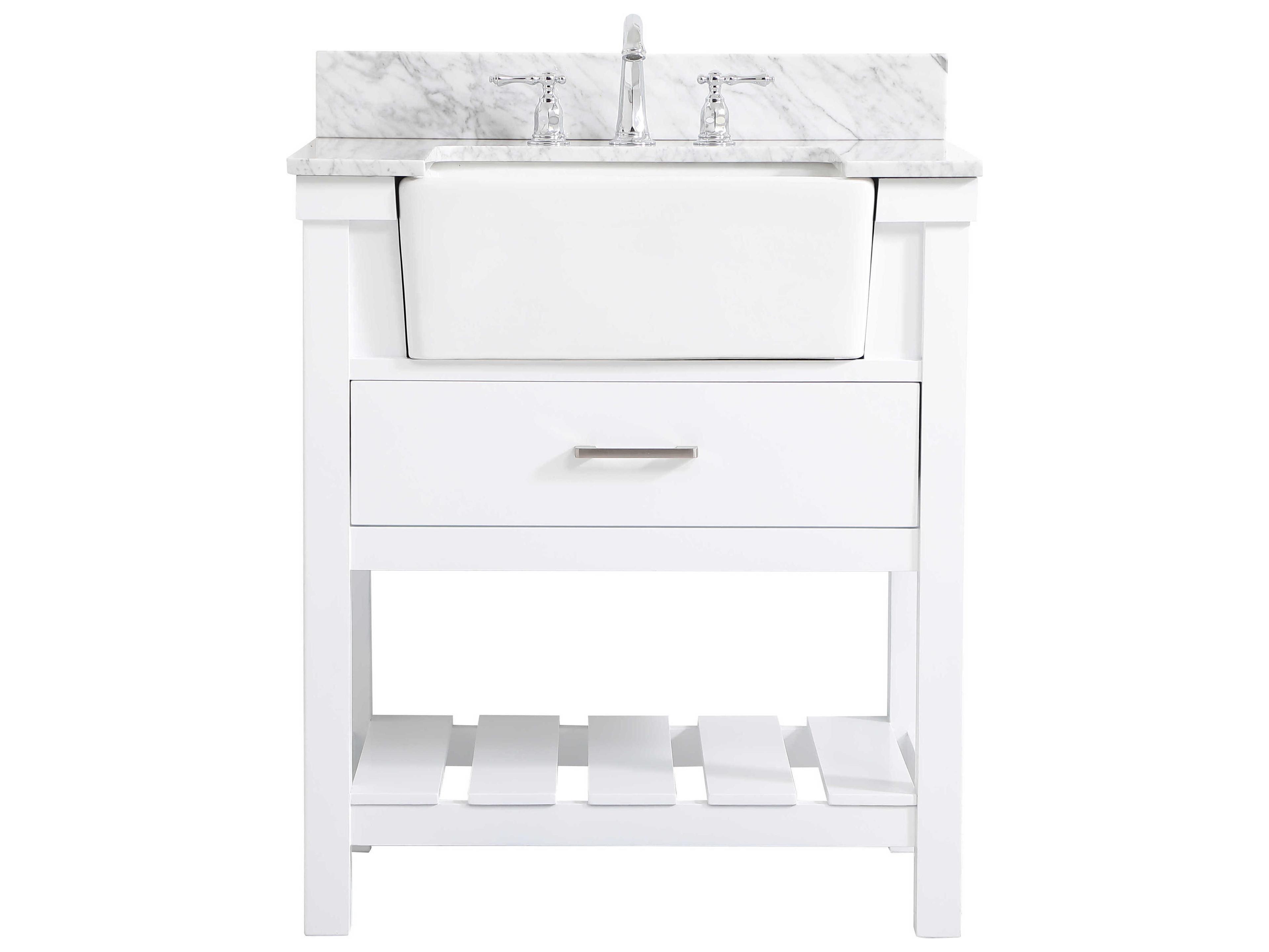 Elegant Lighting Clement White 30" Vanity with Backsplash