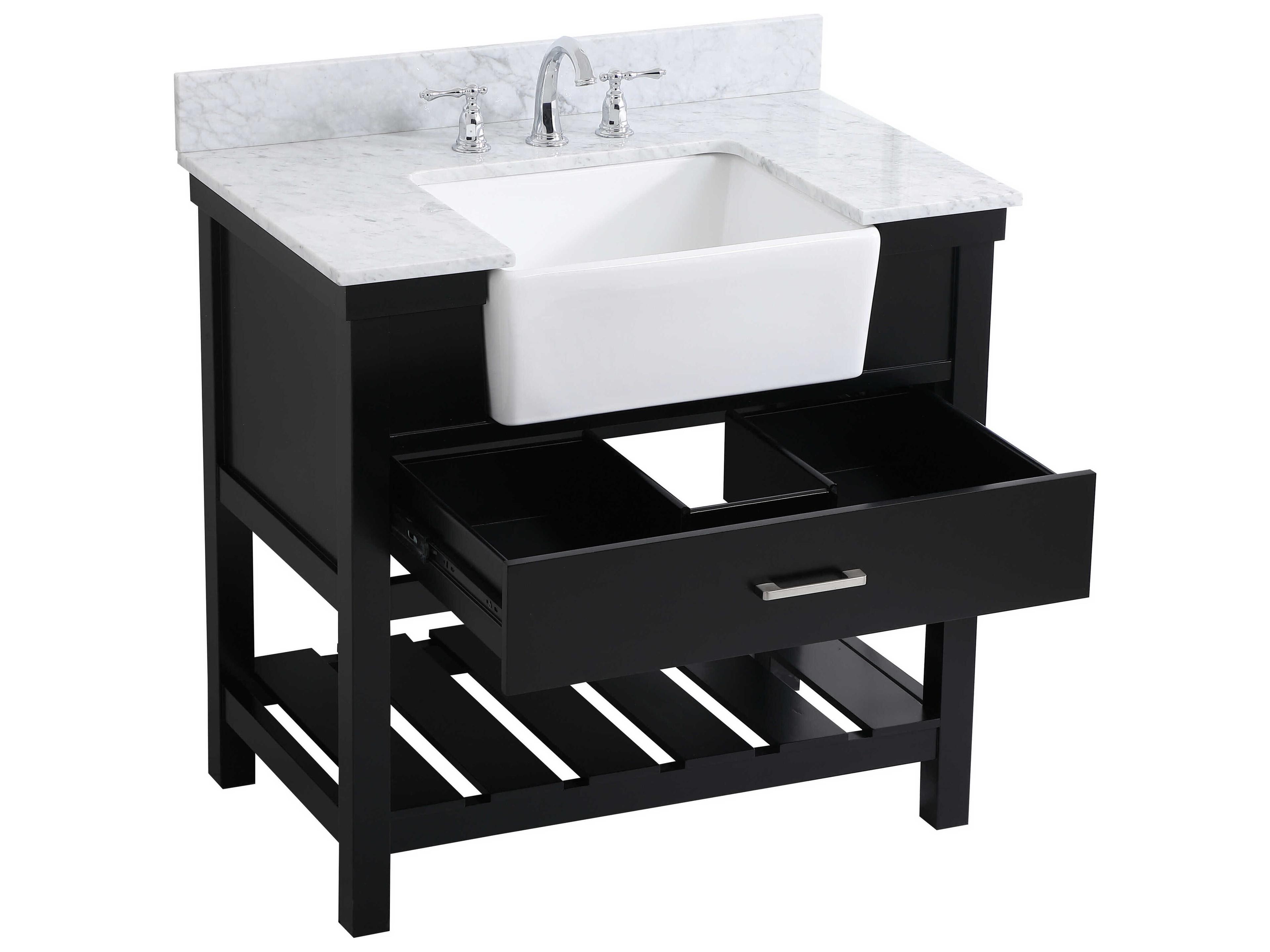 Elegant Lighting Clement Black / Brushed Nickel 36" Vanity with Backsplash