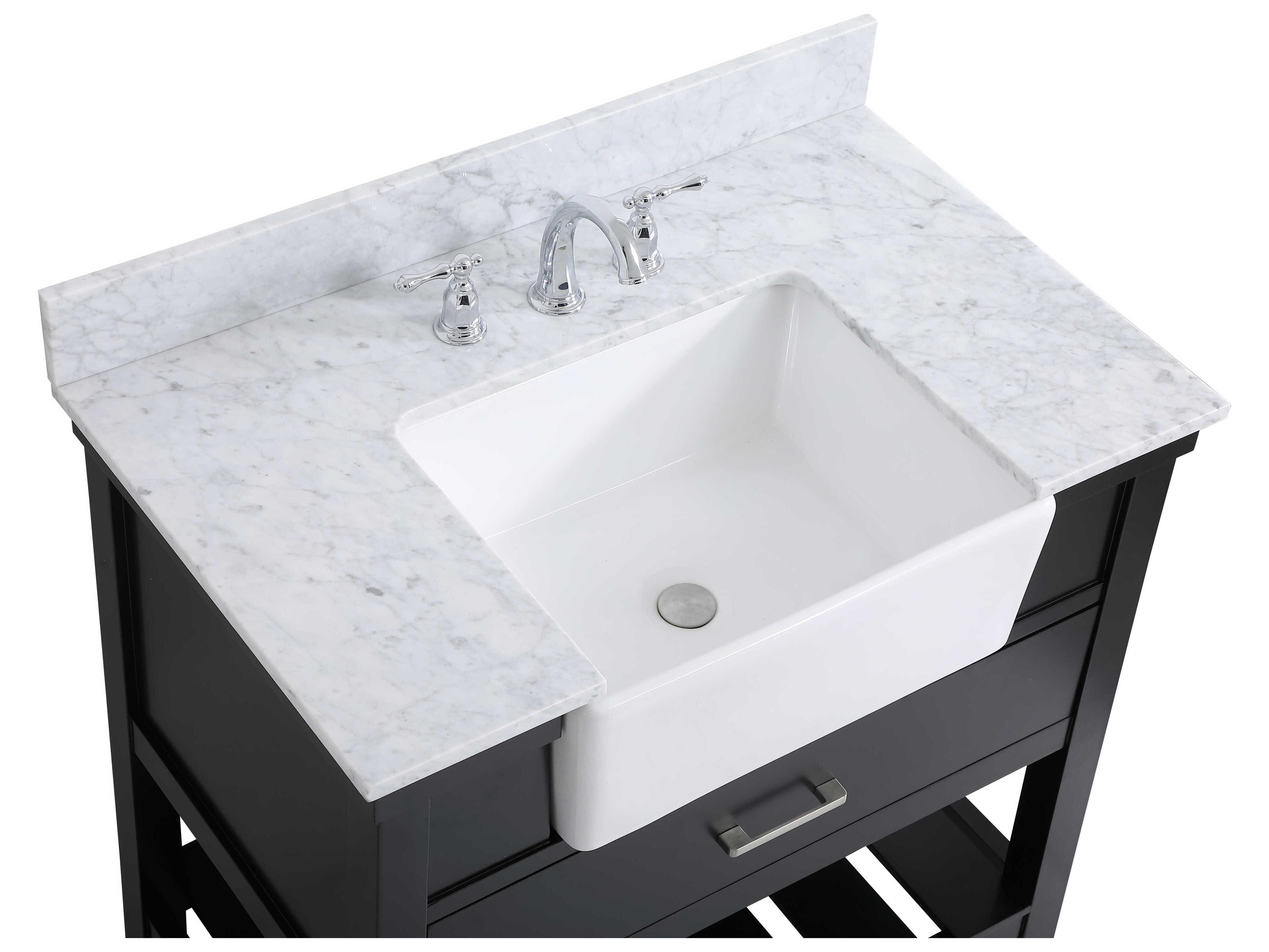 Elegant Lighting Clement Black / Brushed Nickel 36" Vanity with Backsplash