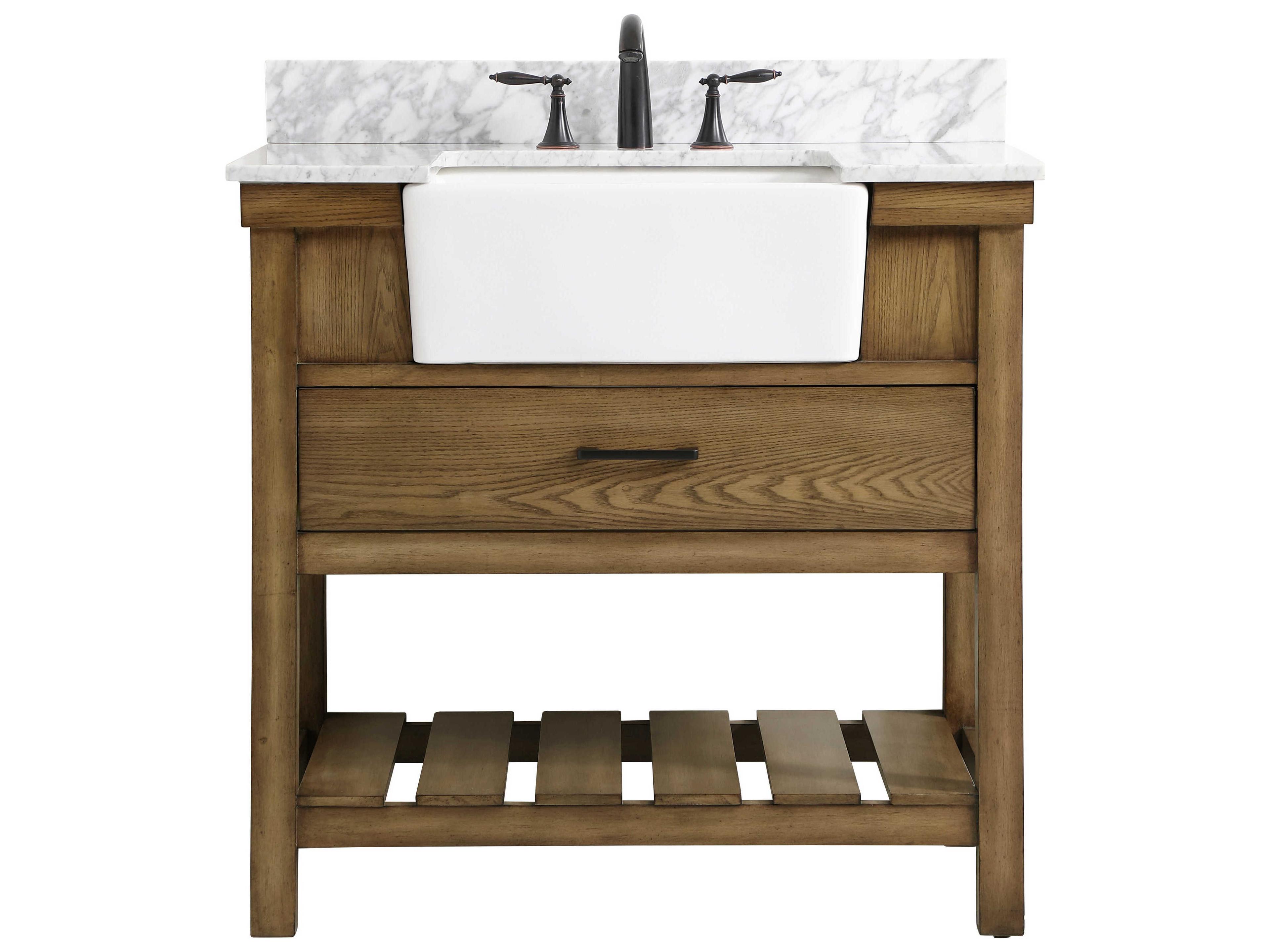 Elegant Lighting Clement Driftwood 36" Vanity with Backsplash