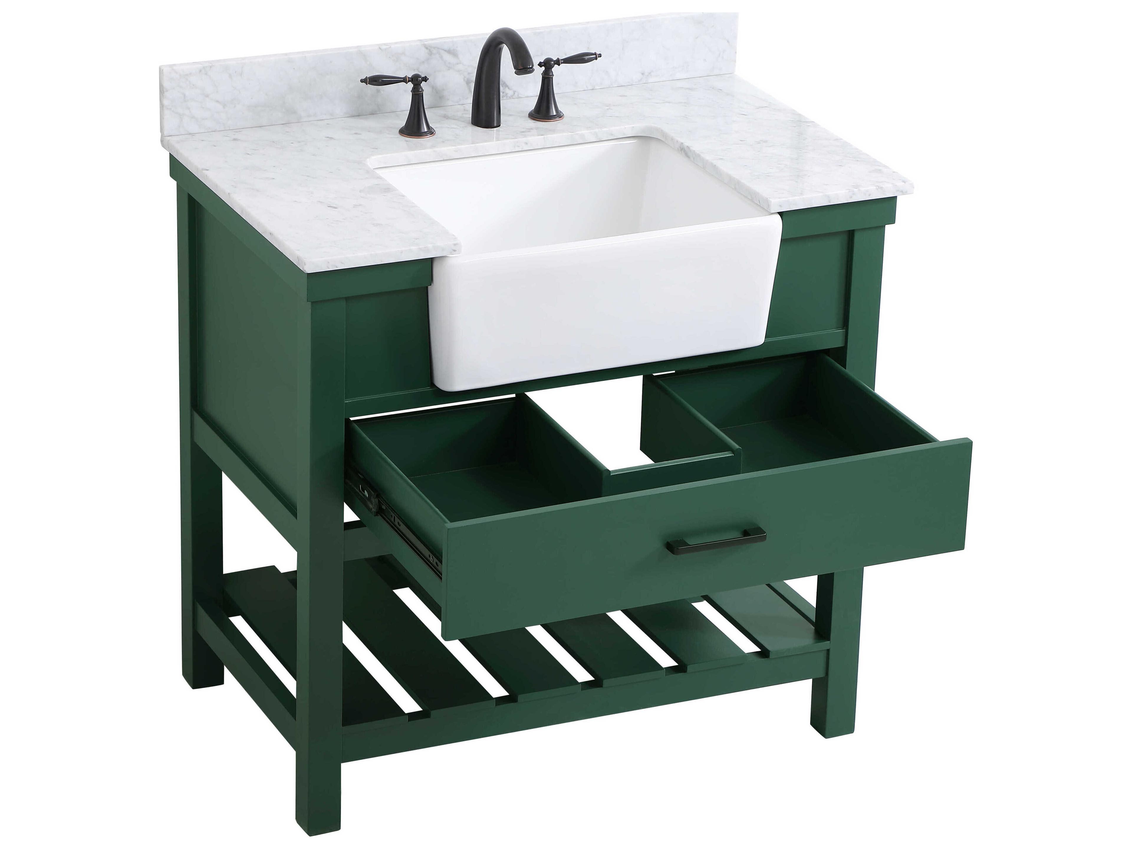 Elegant Lighting Clement Green / Black 36" Vanity with Backsplash