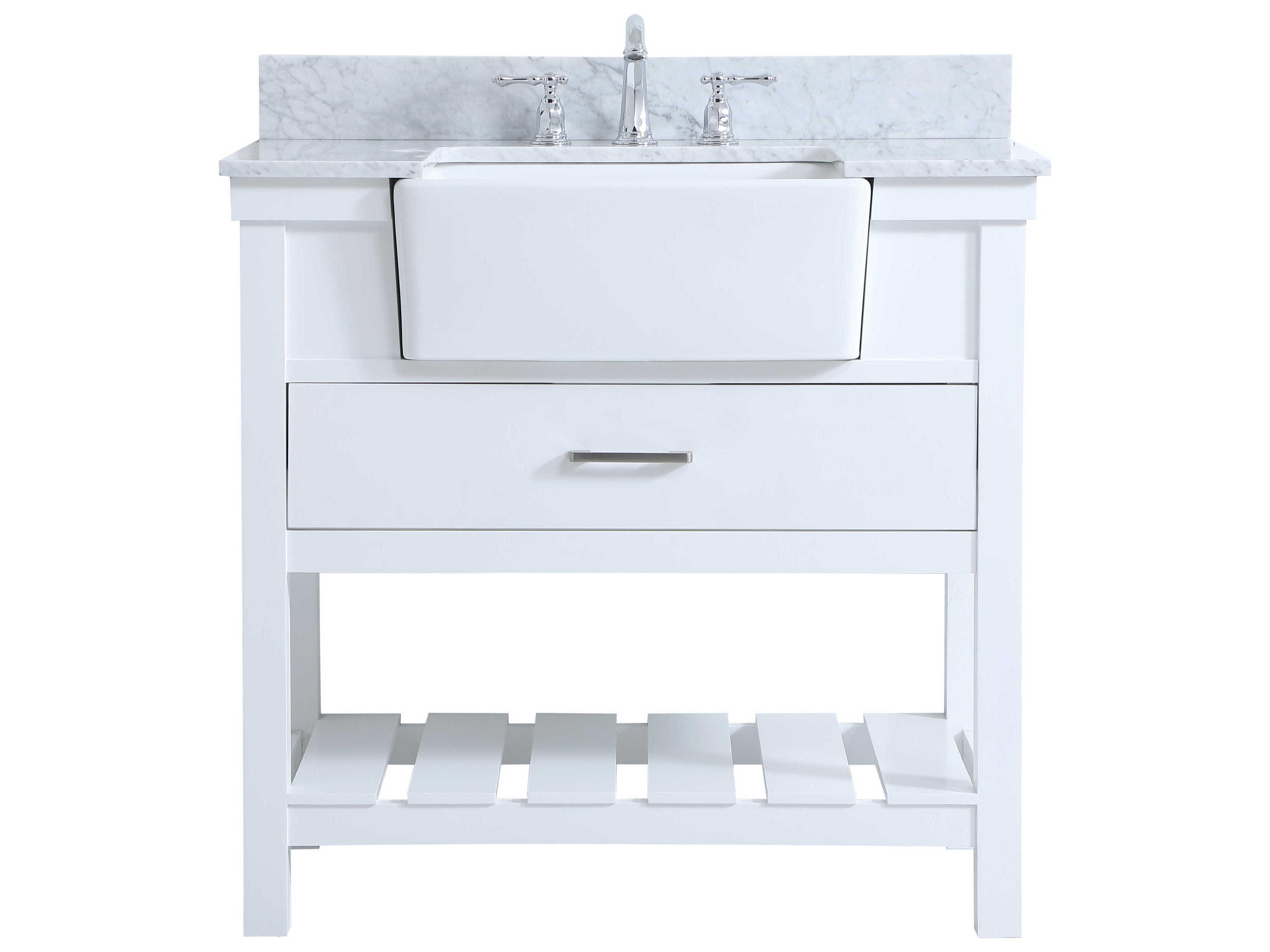 Elegant Lighting Clement White 36" Vanity with Backsplash