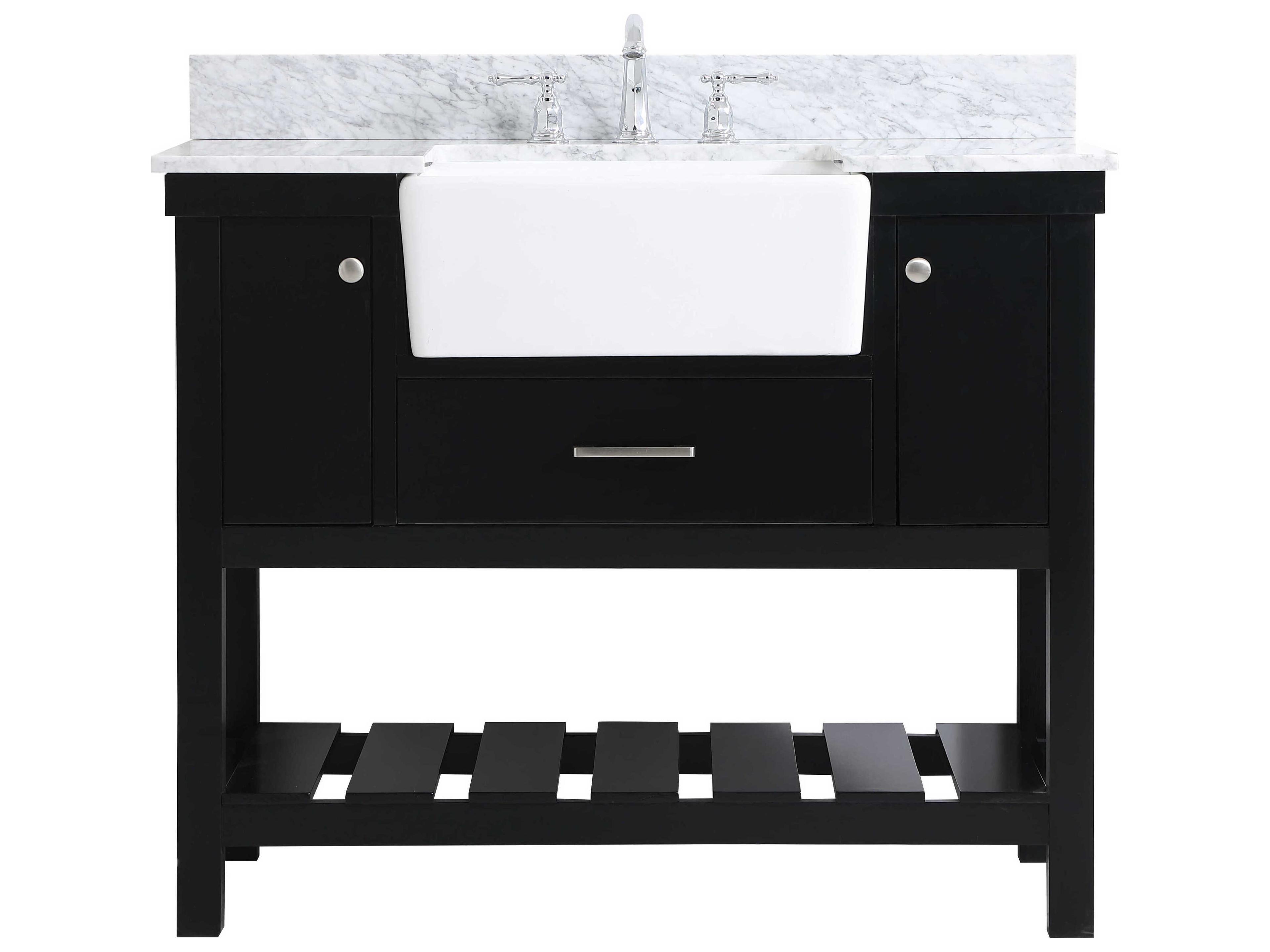 Elegant Lighting Clement Black / Brushed Nickel 42" Vanity with Backsplash