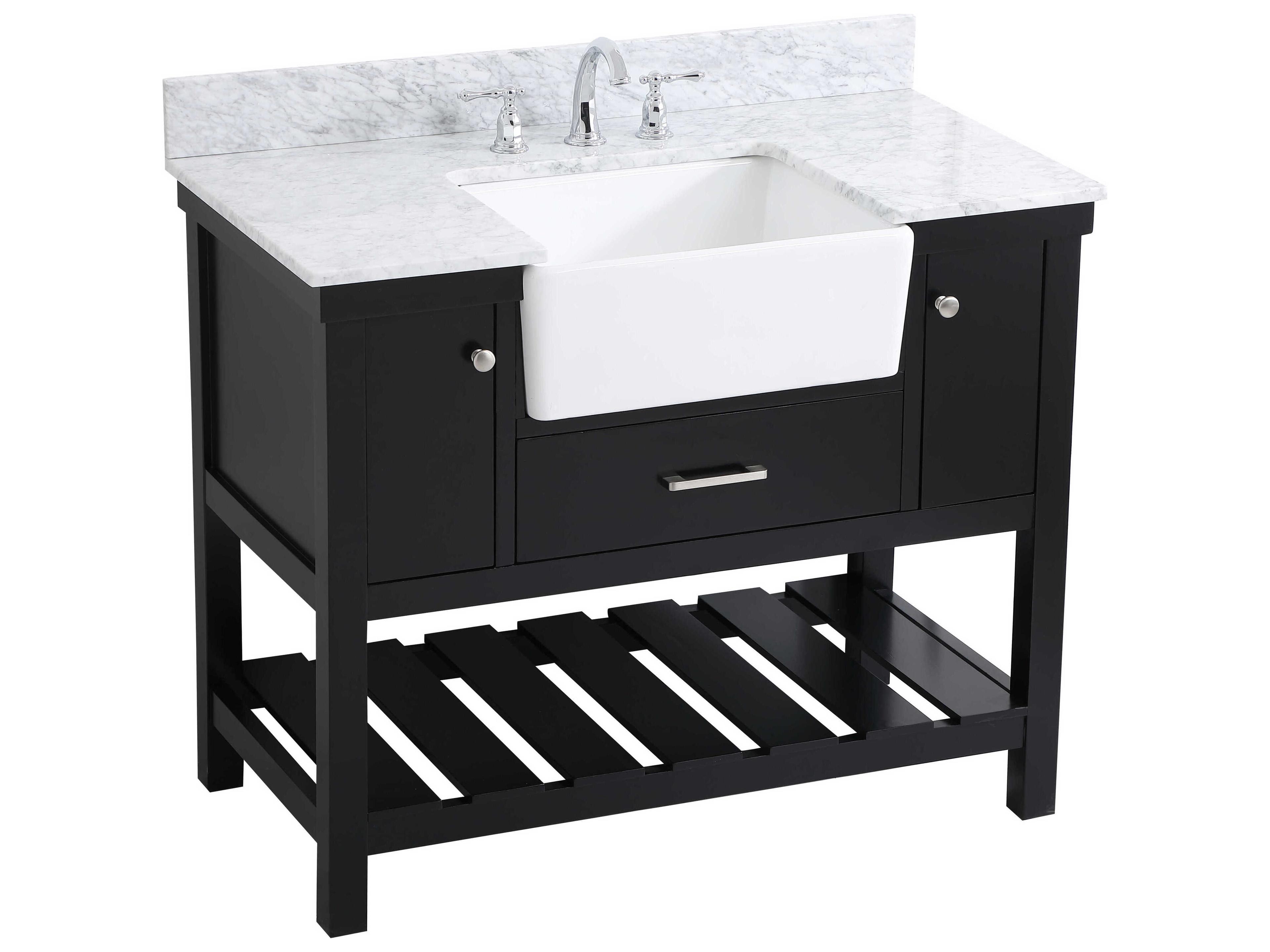 Elegant Lighting Clement Black / Brushed Nickel 42" Vanity with Backsplash