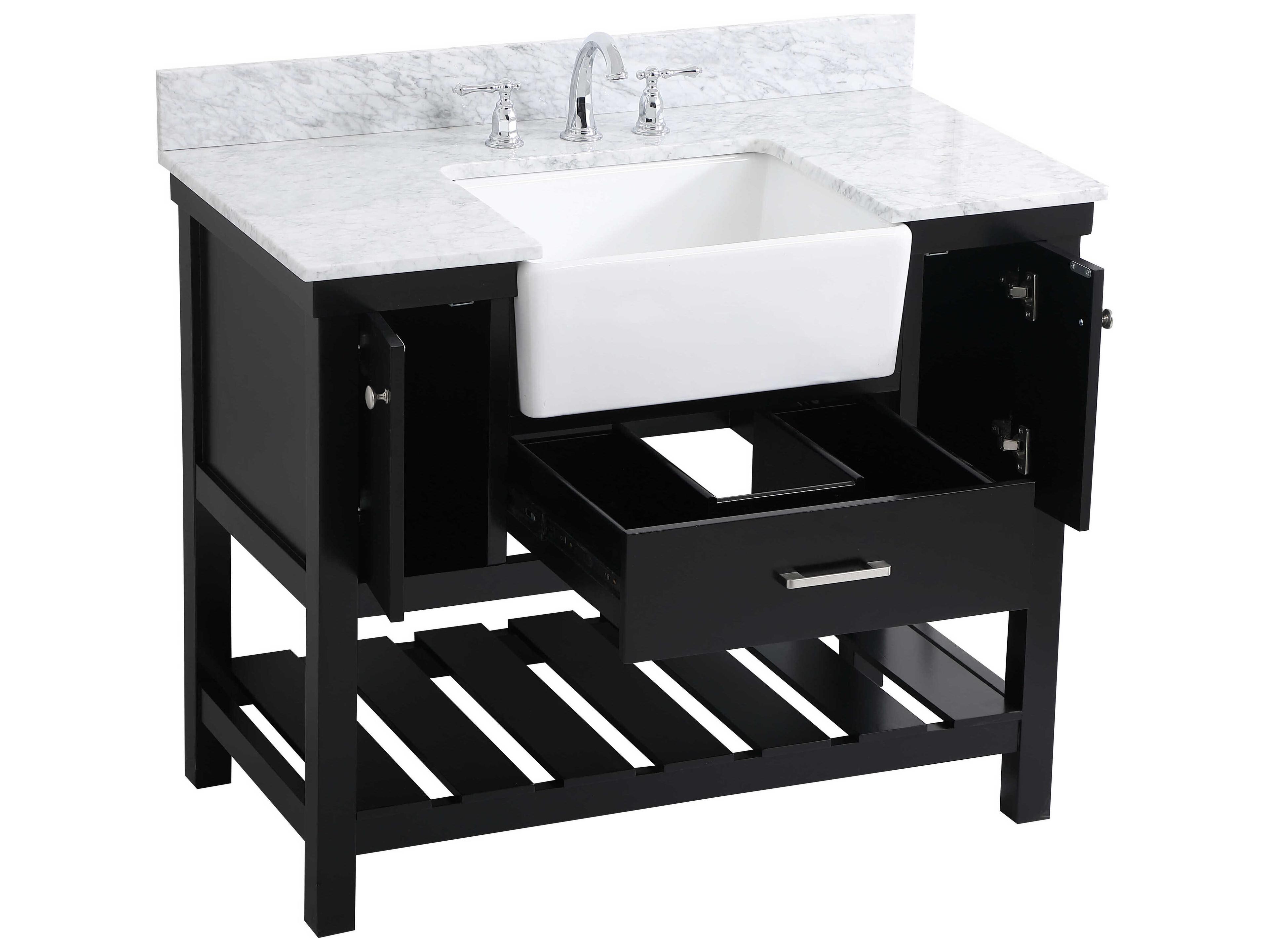 Elegant Lighting Clement Black / Brushed Nickel 42" Vanity with Backsplash