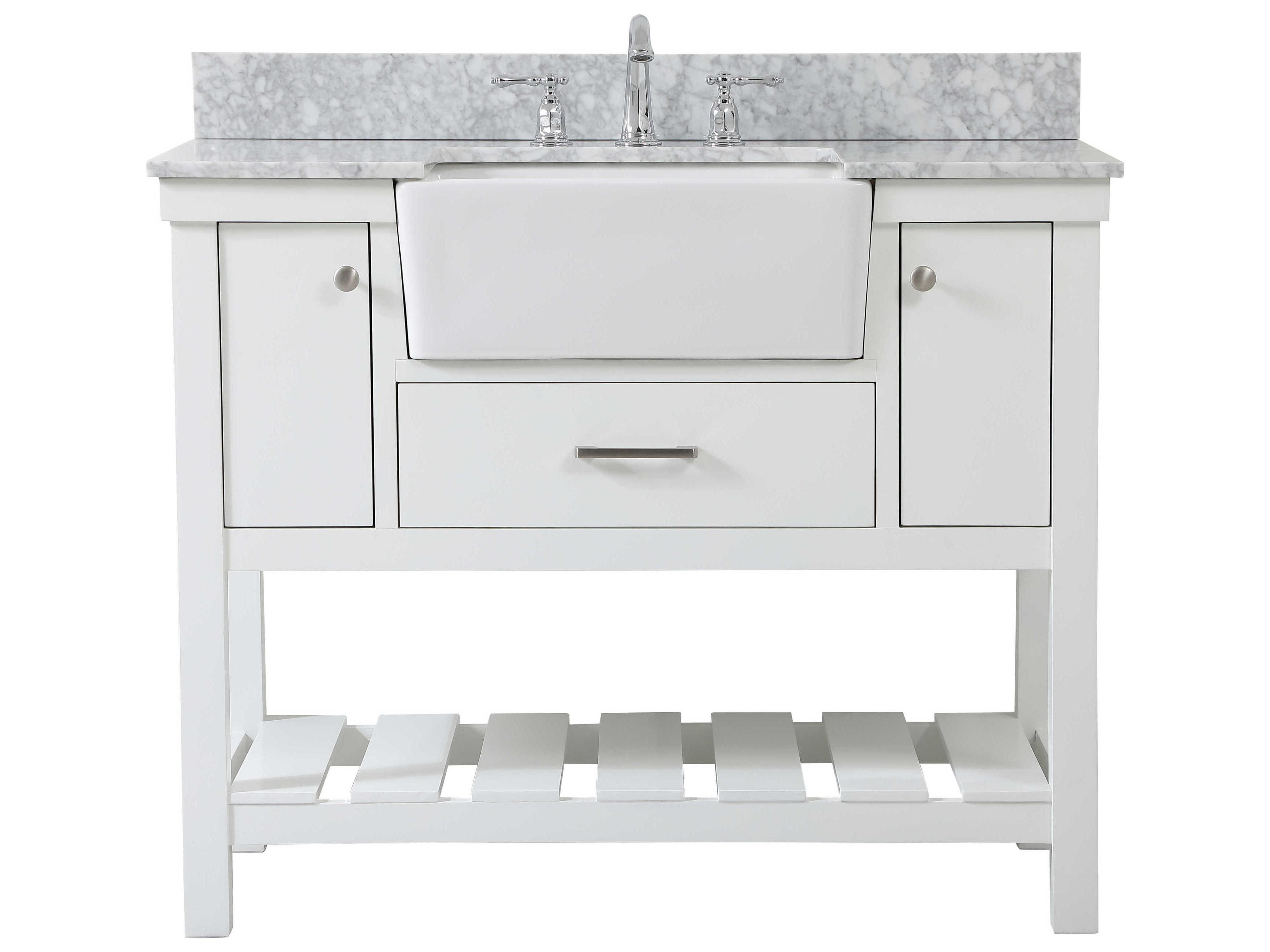 Elegant Lighting Clement White 42" Vanity with Backsplash