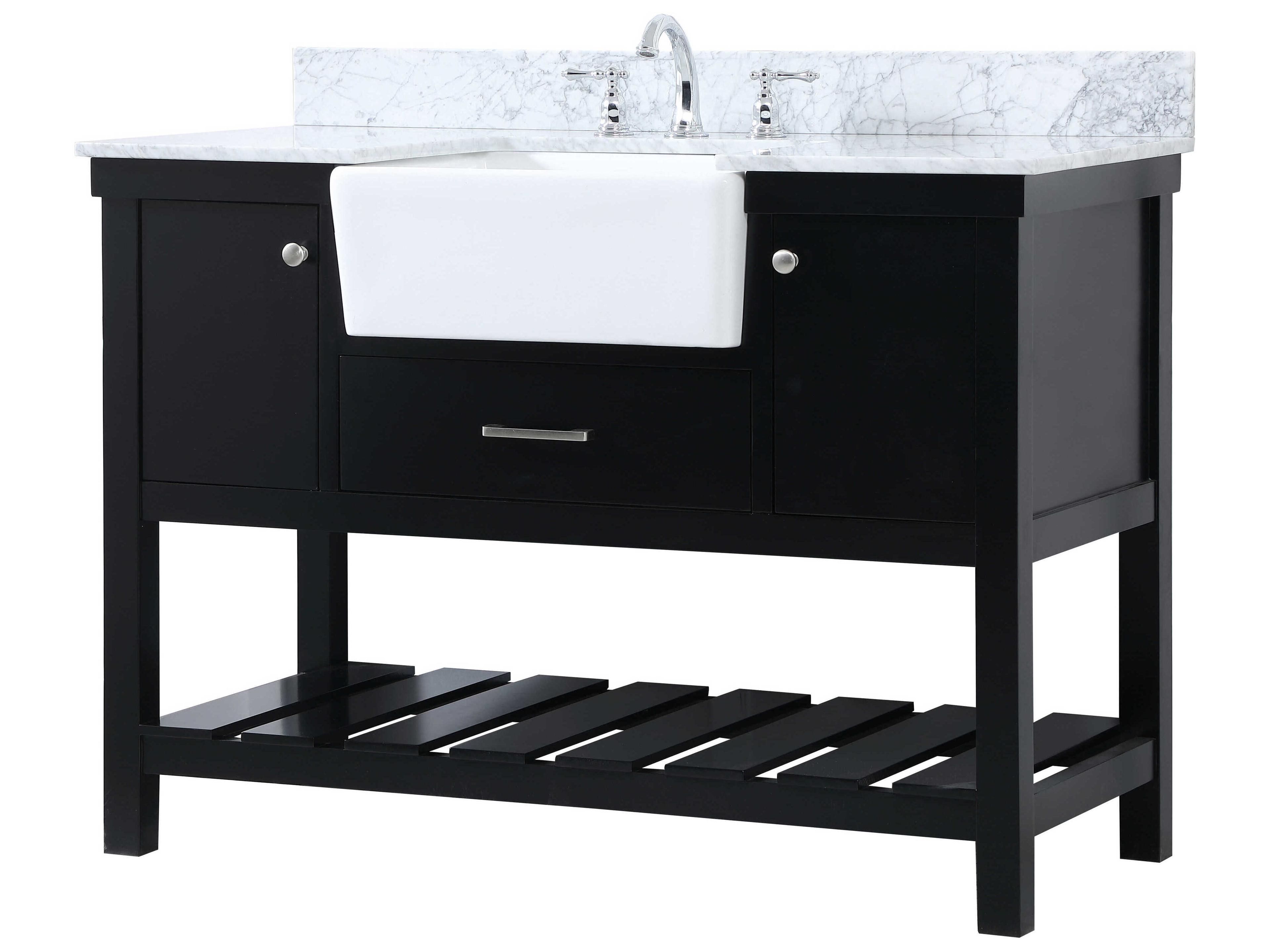 Elegant Lighting Clement Black / Brushed Nickel 48" Vanity with Backsplash