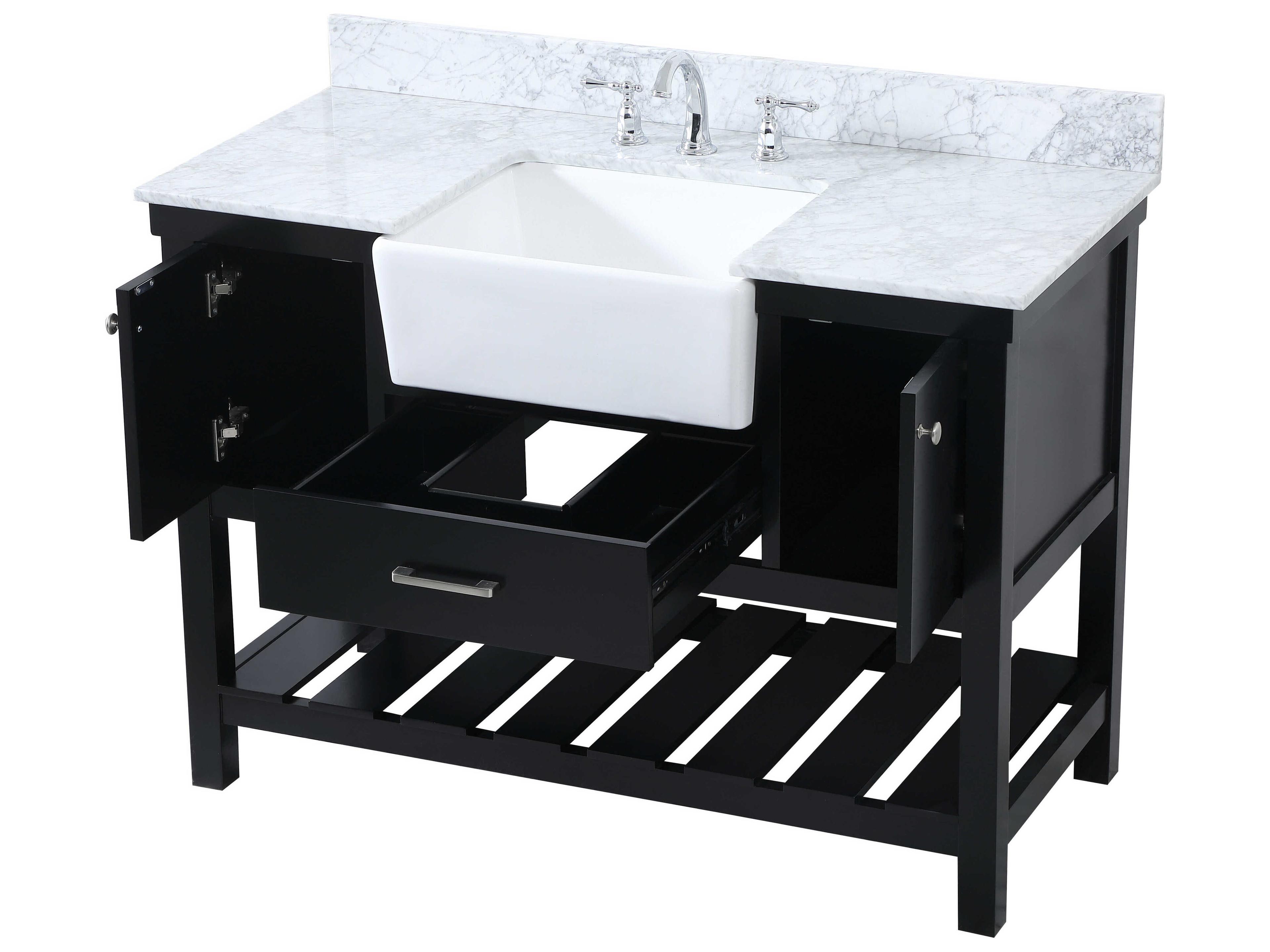 Elegant Lighting Clement Black / Brushed Nickel 48" Vanity with Backsplash
