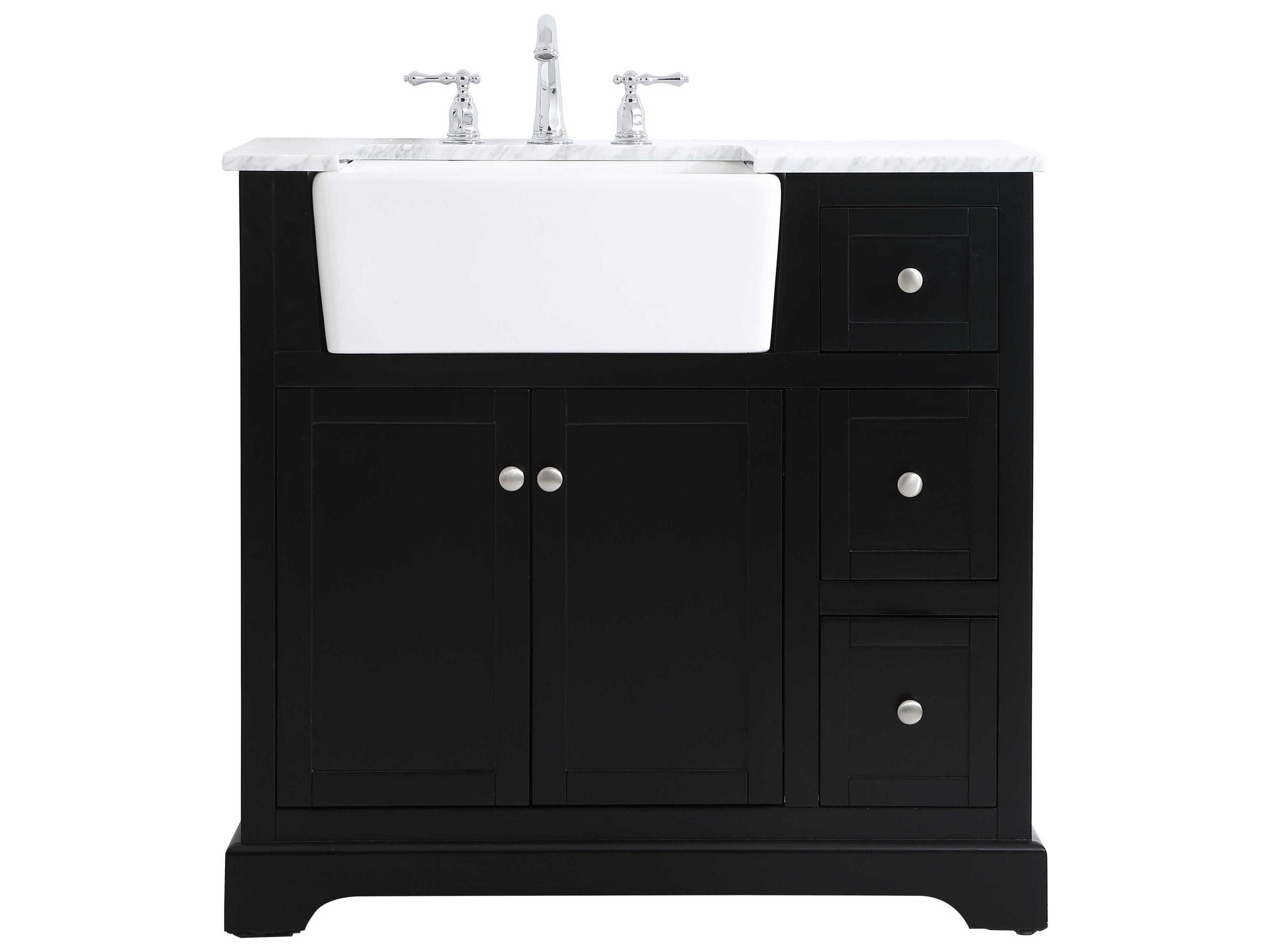 Elegant Lighting Franklin Black / Brushed Nickel 36" Vanity
