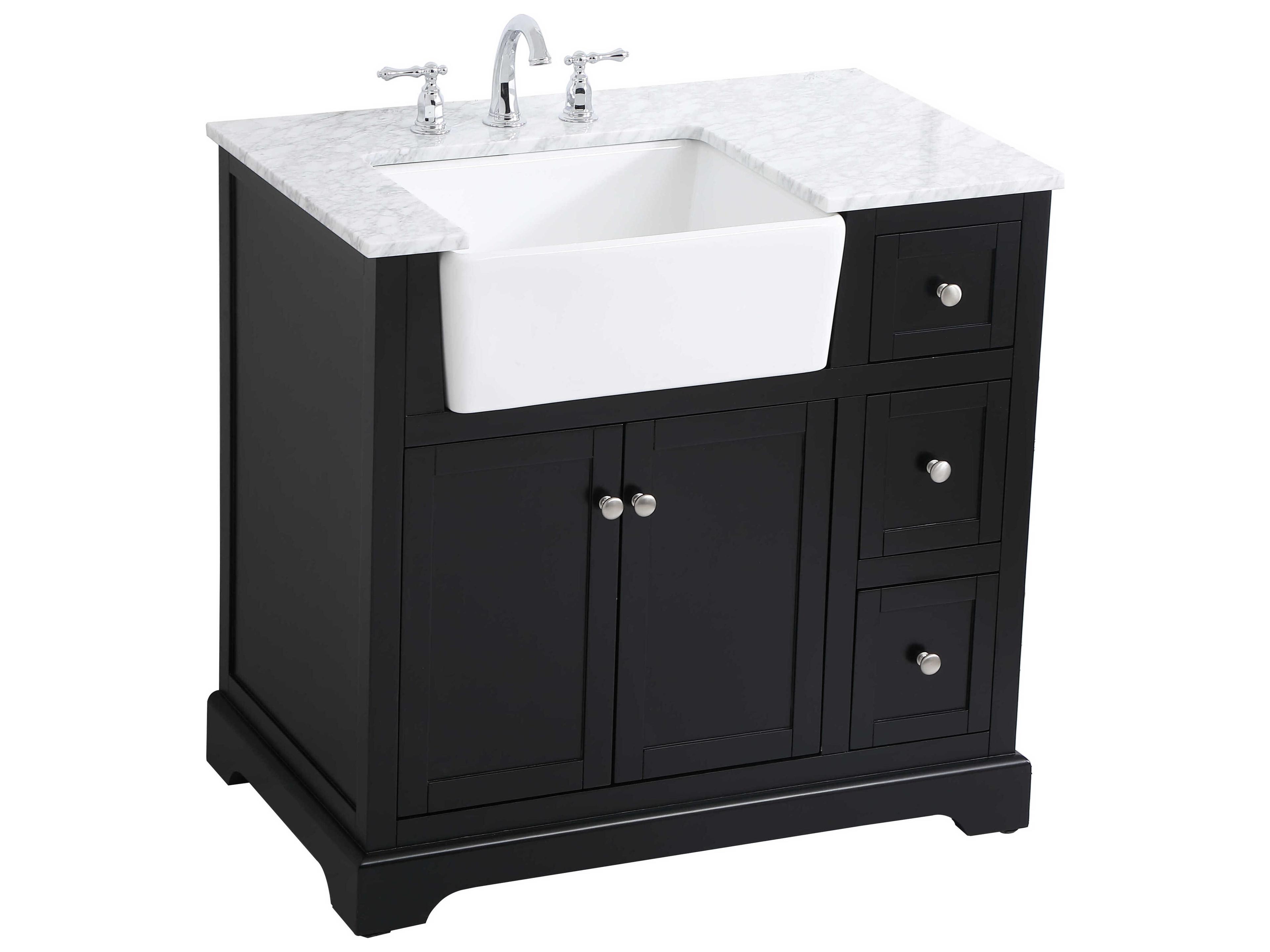 Elegant Lighting Franklin Black / Brushed Nickel 36" Vanity