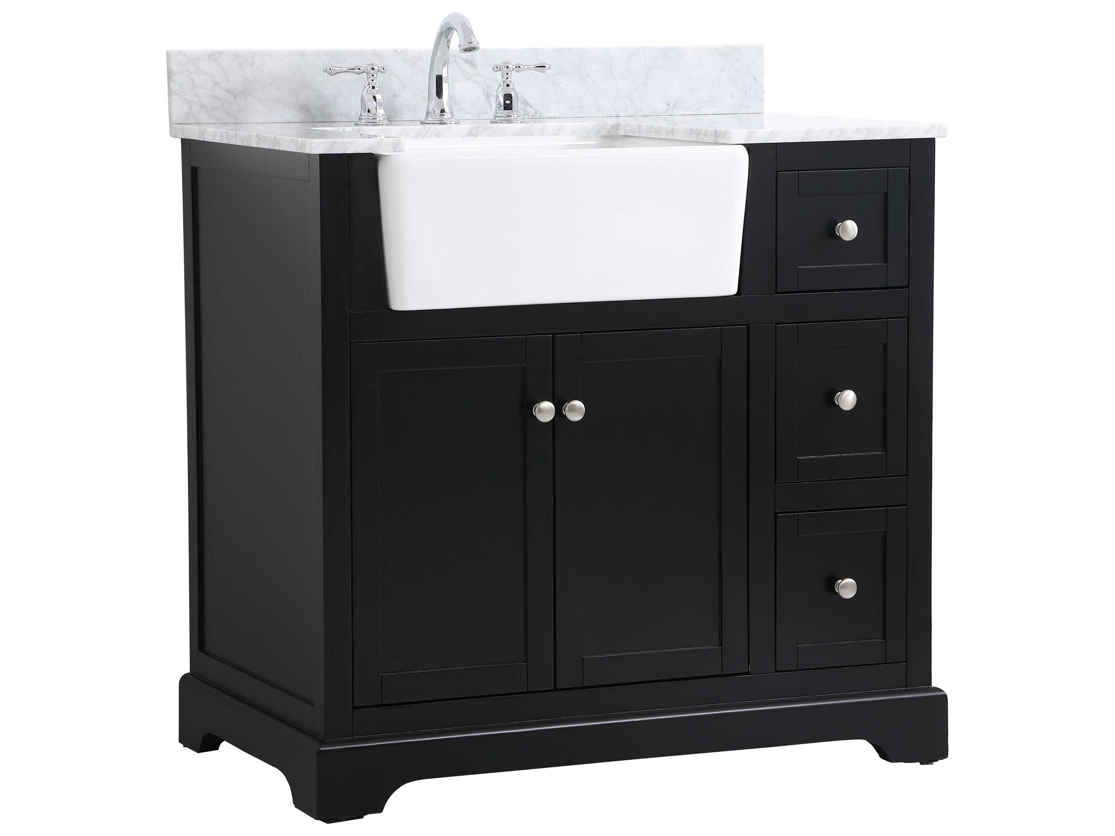 Elegant Lighting Franklin Black / Brushed Nickel 36" Vanity with Backsplash