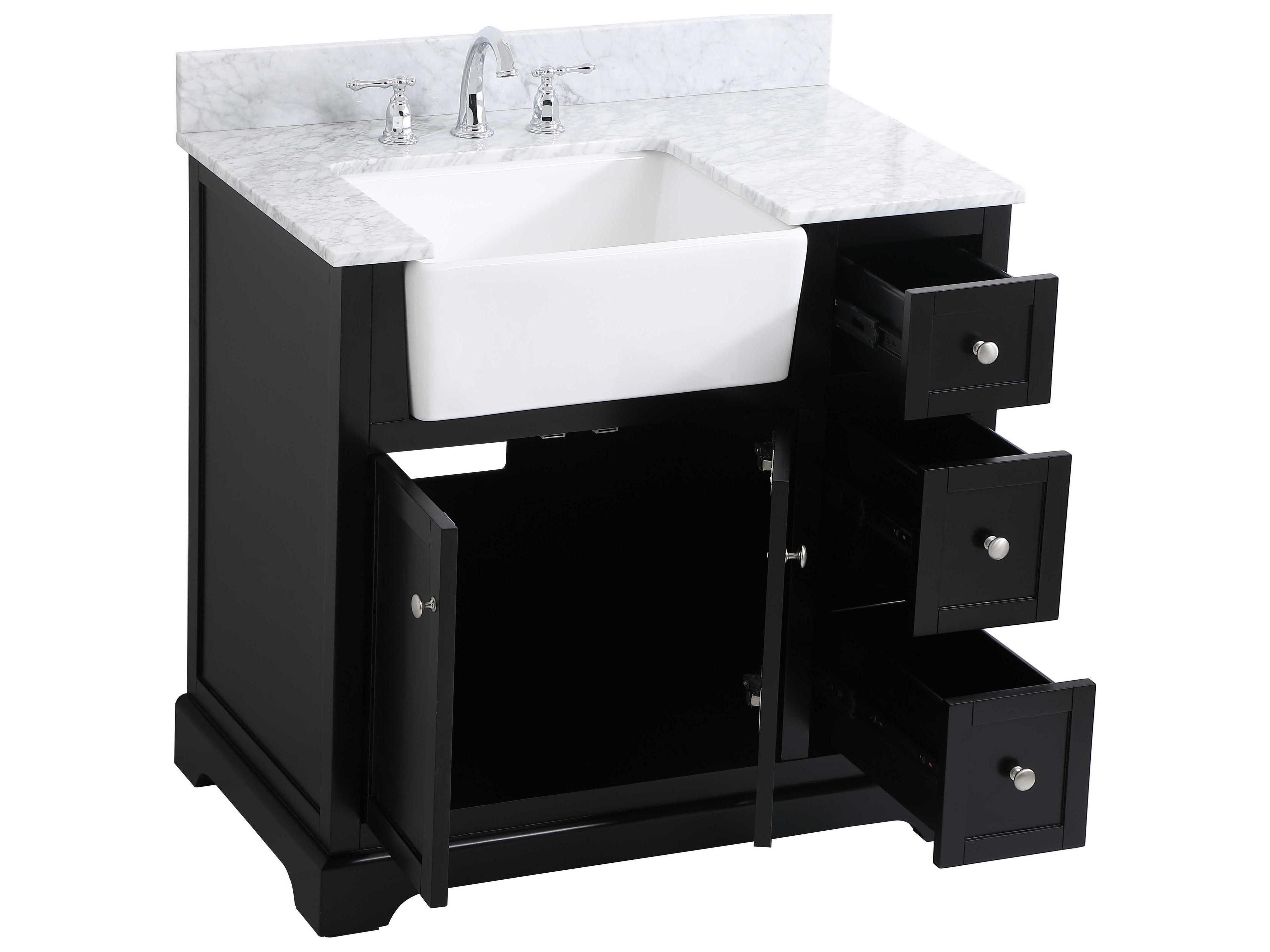 Elegant Lighting Franklin Black / Brushed Nickel 36" Vanity with Backsplash
