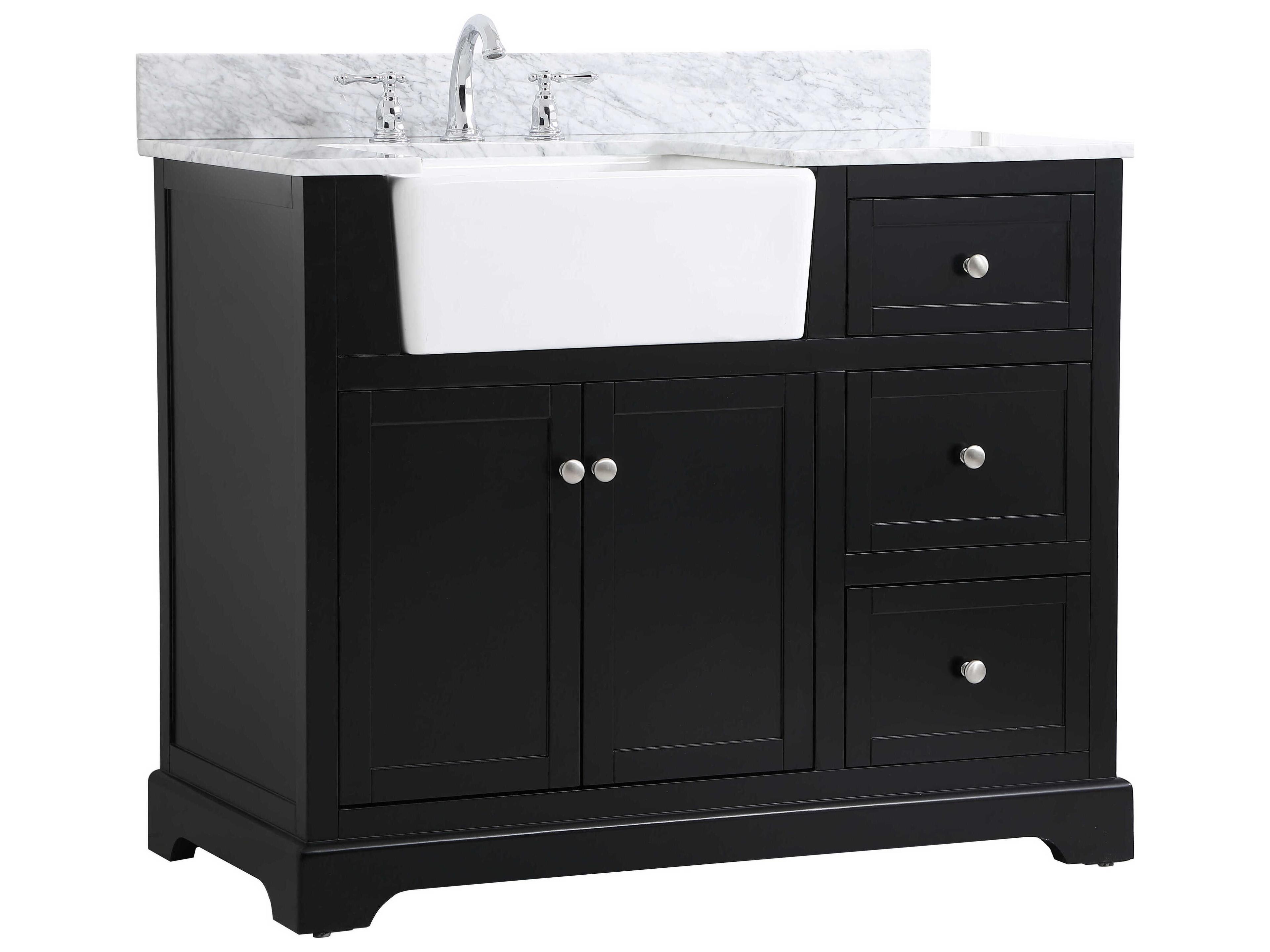 Elegant Lighting Franklin Black / Brushed Nickel 42" Vanity with Backsplash