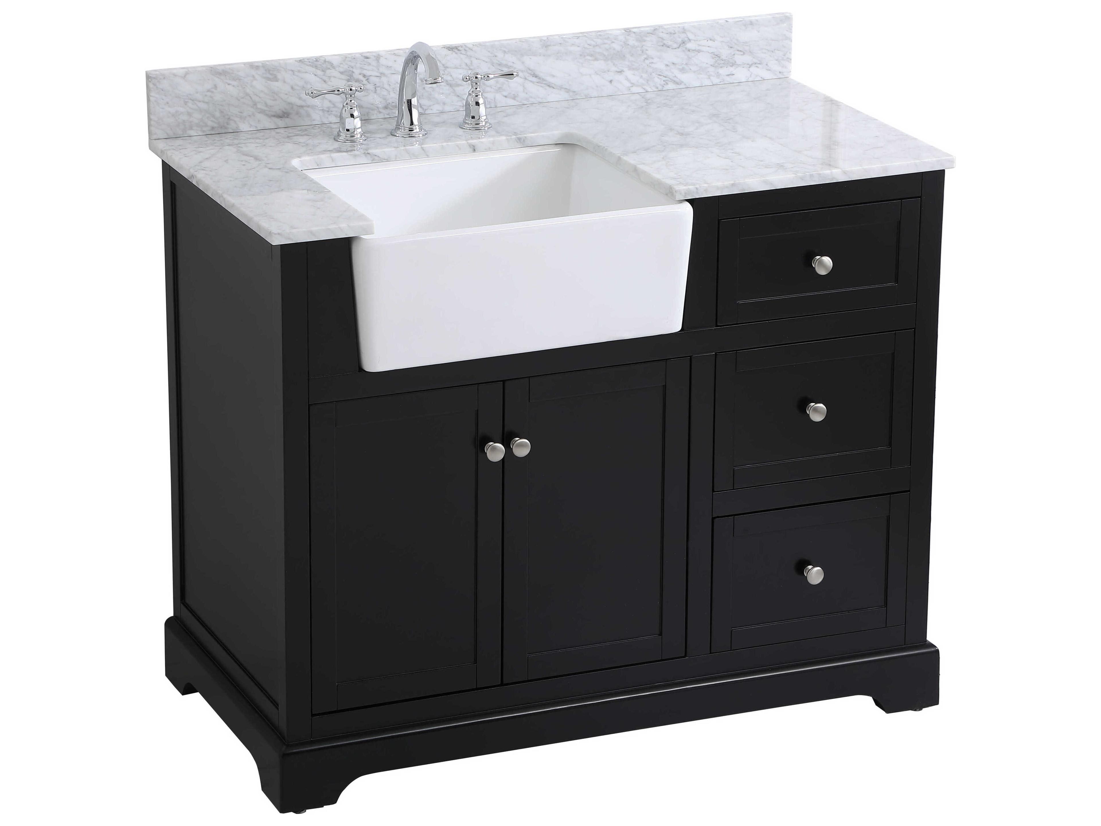 Elegant Lighting Franklin Black / Brushed Nickel 42" Vanity with Backsplash