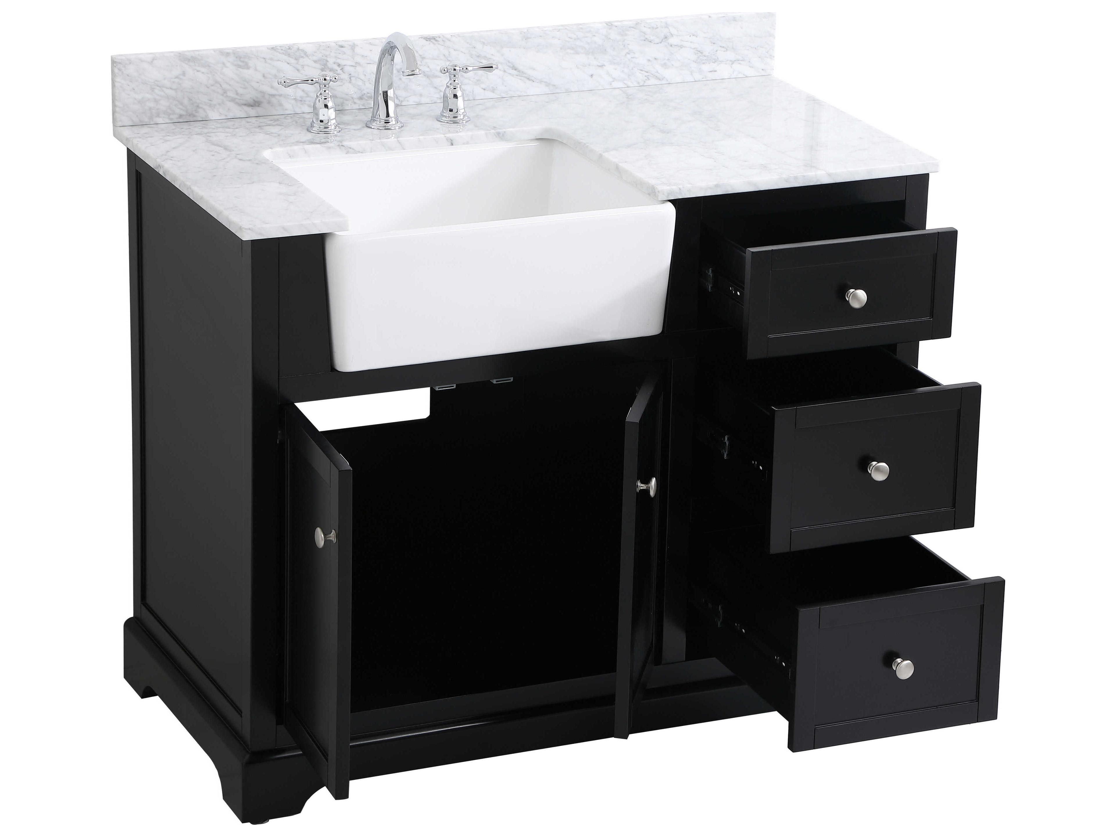 Elegant Lighting Franklin Black / Brushed Nickel 42" Vanity with Backsplash