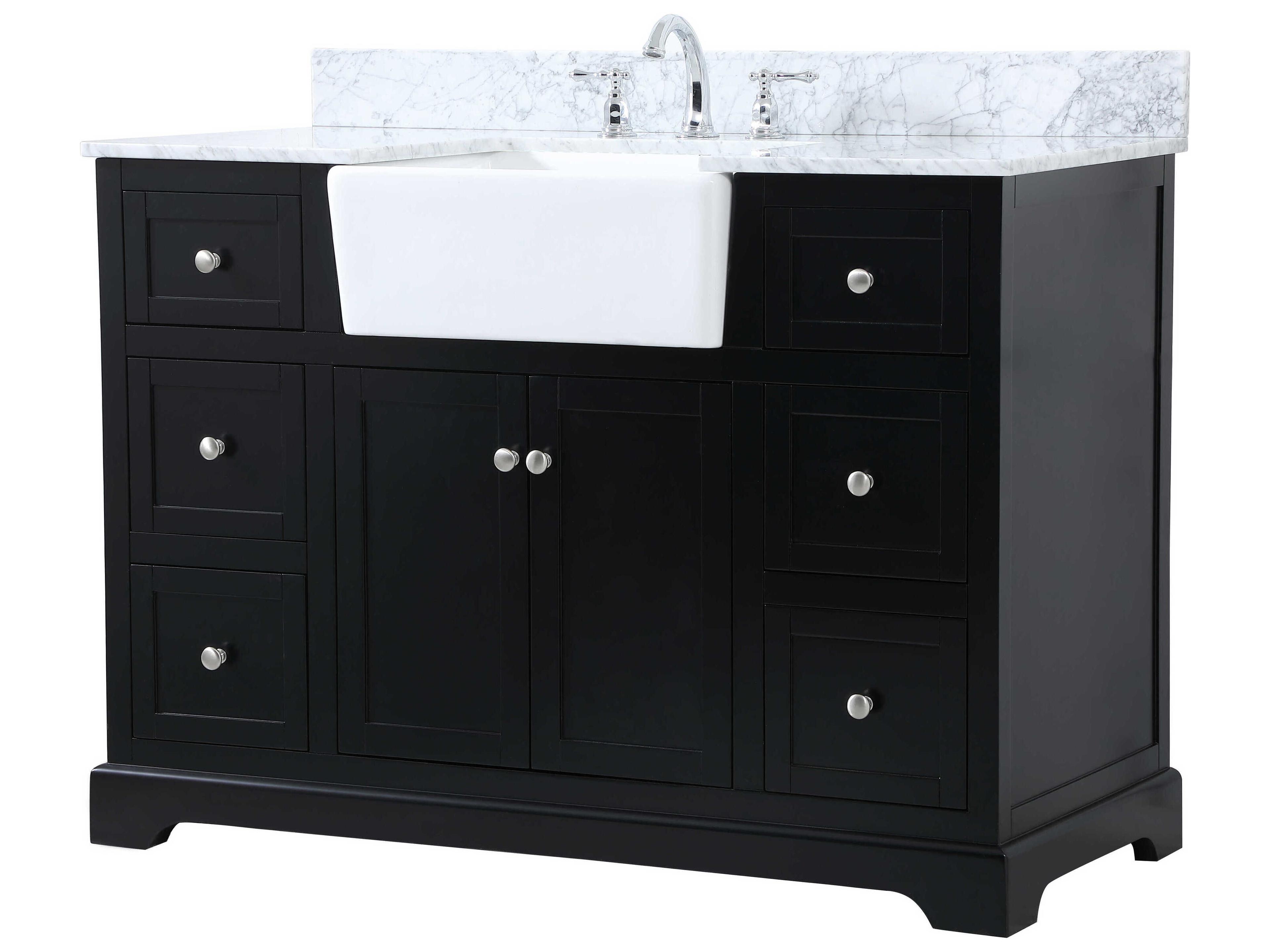 Elegant Lighting Franklin Black / Brushed Nickel 48" Vanity with Backsplash