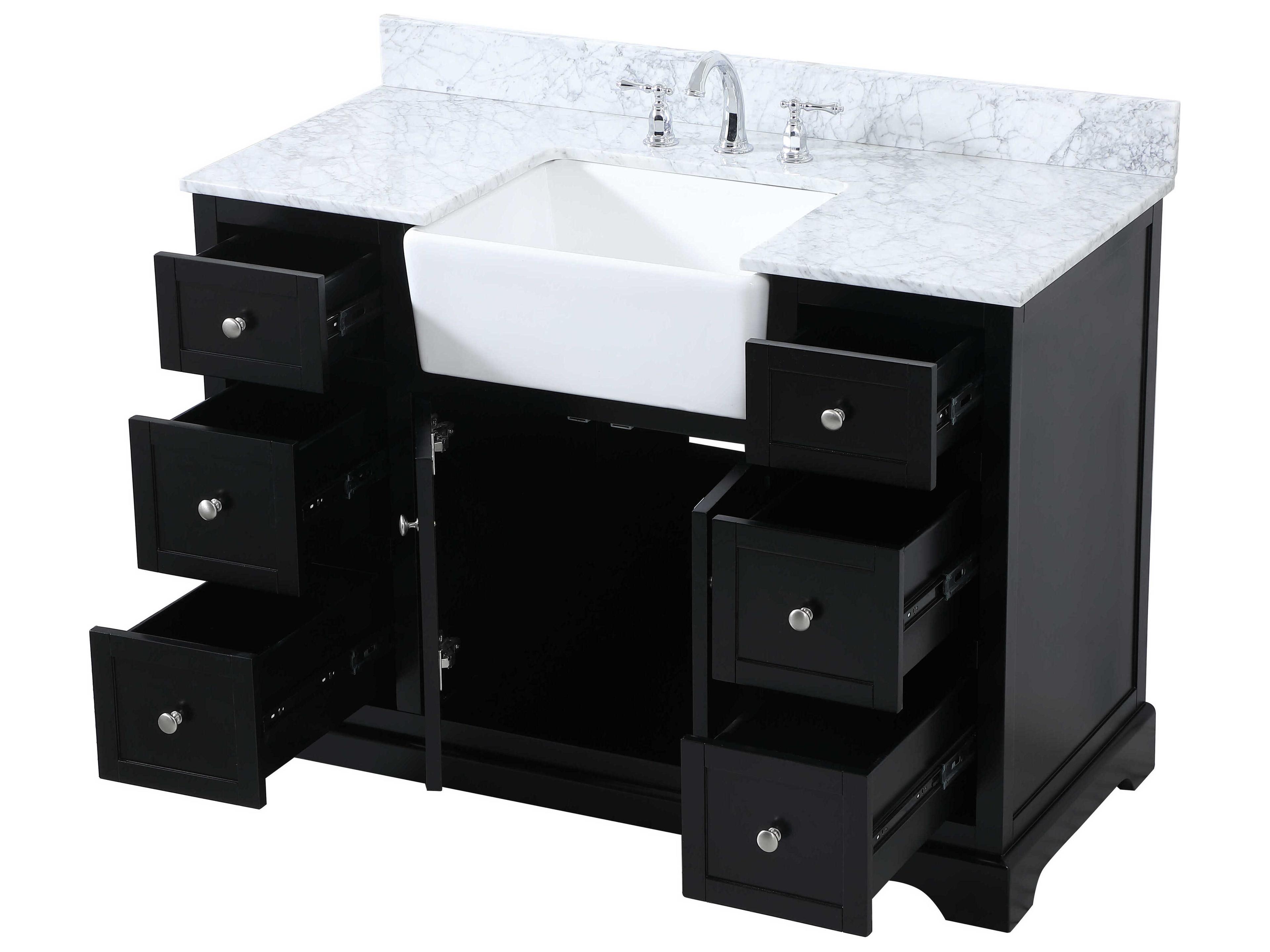 Elegant Lighting Franklin Black / Brushed Nickel 48" Vanity with Backsplash