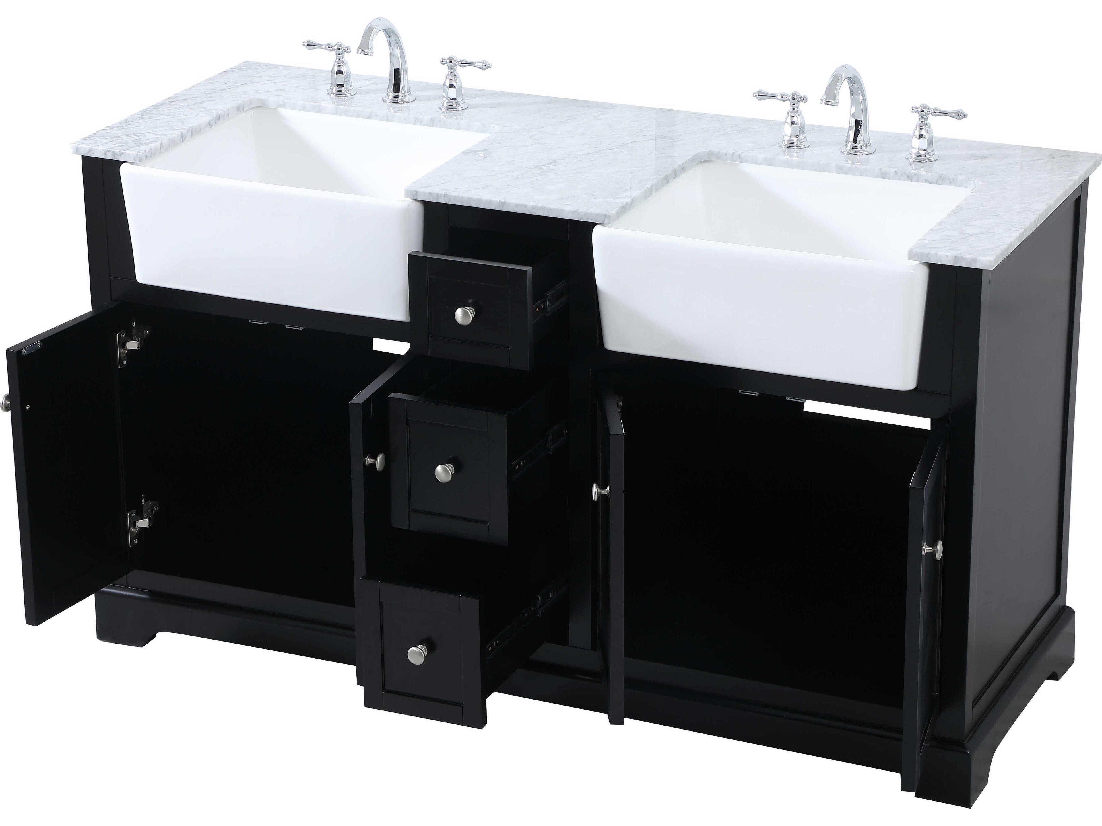 Elegant Lighting Franklin Black / Brushed Nickel 60" Vanity