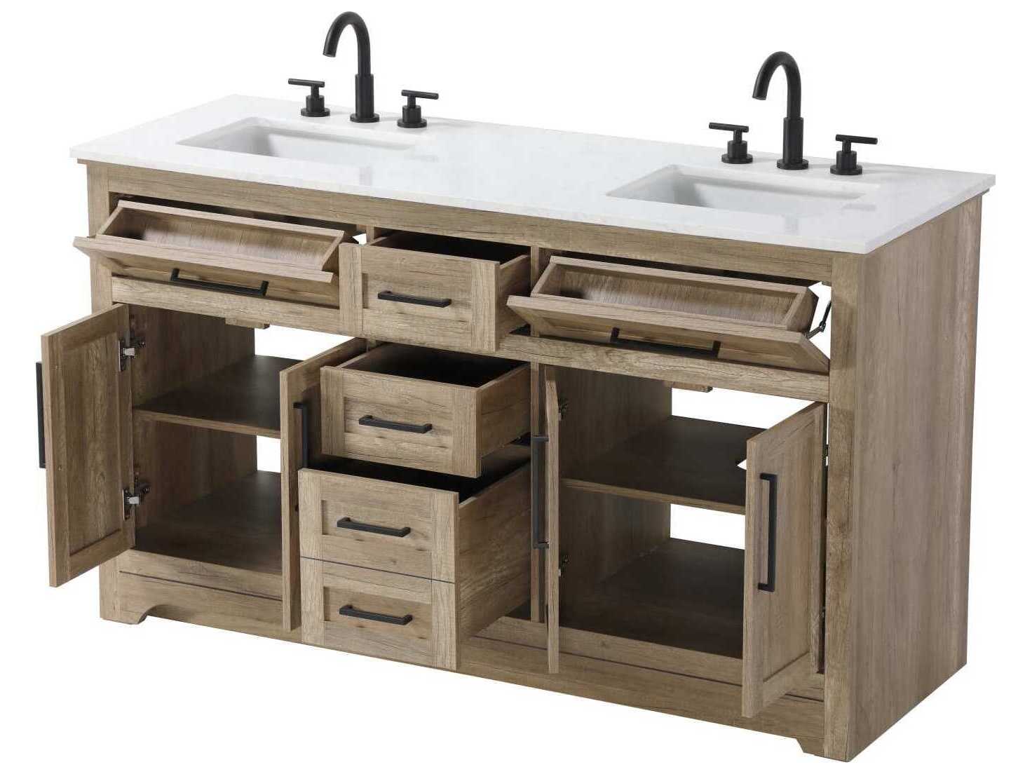 Elegant Lighting Remington 60" Natural Oak Vanity