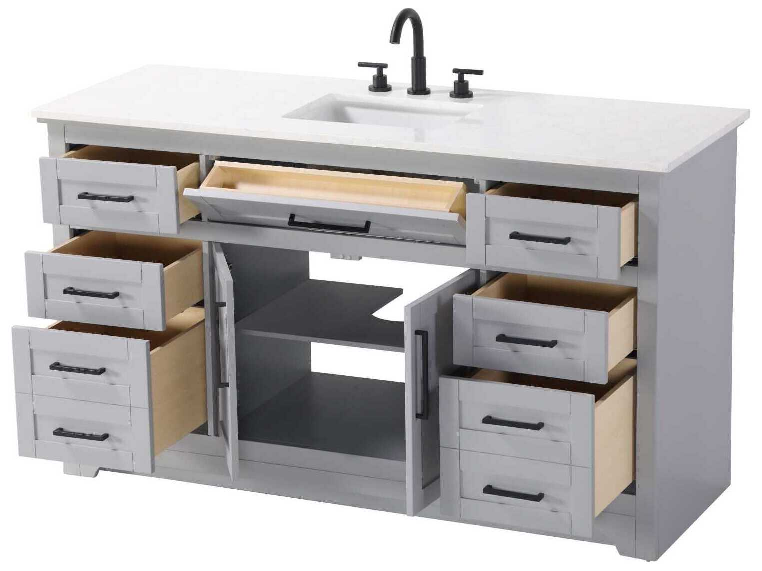 Elegant Lighting Remington 60" Grey Vanity
