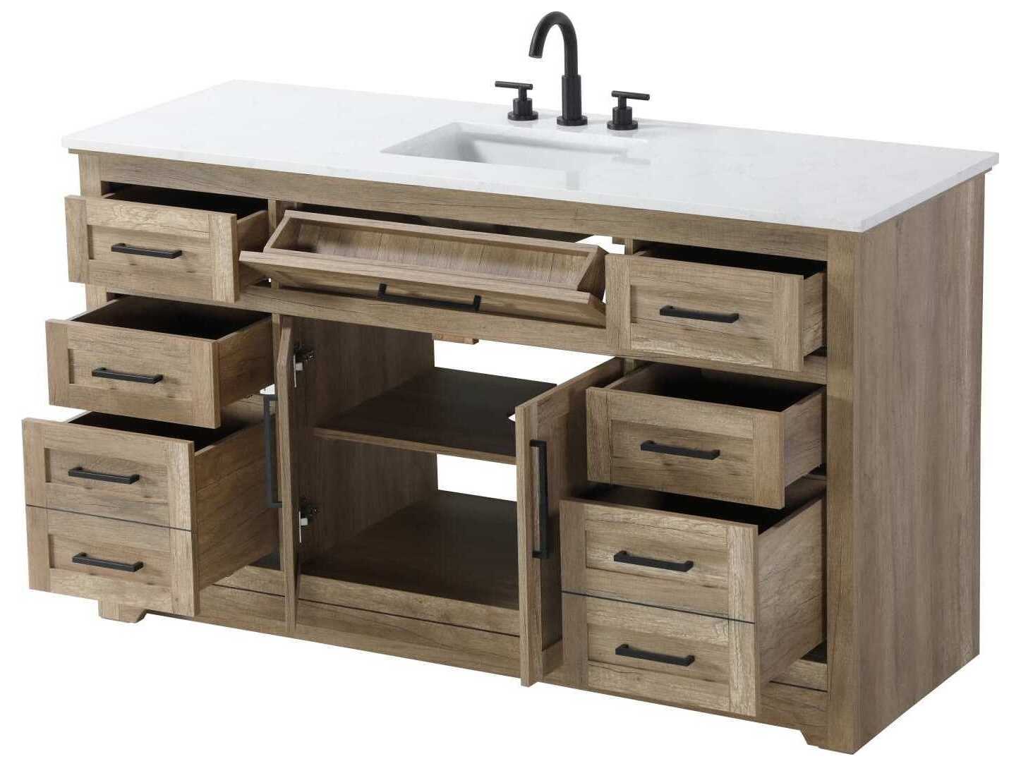 Elegant Lighting Remington 60" Natural Oak Vanity