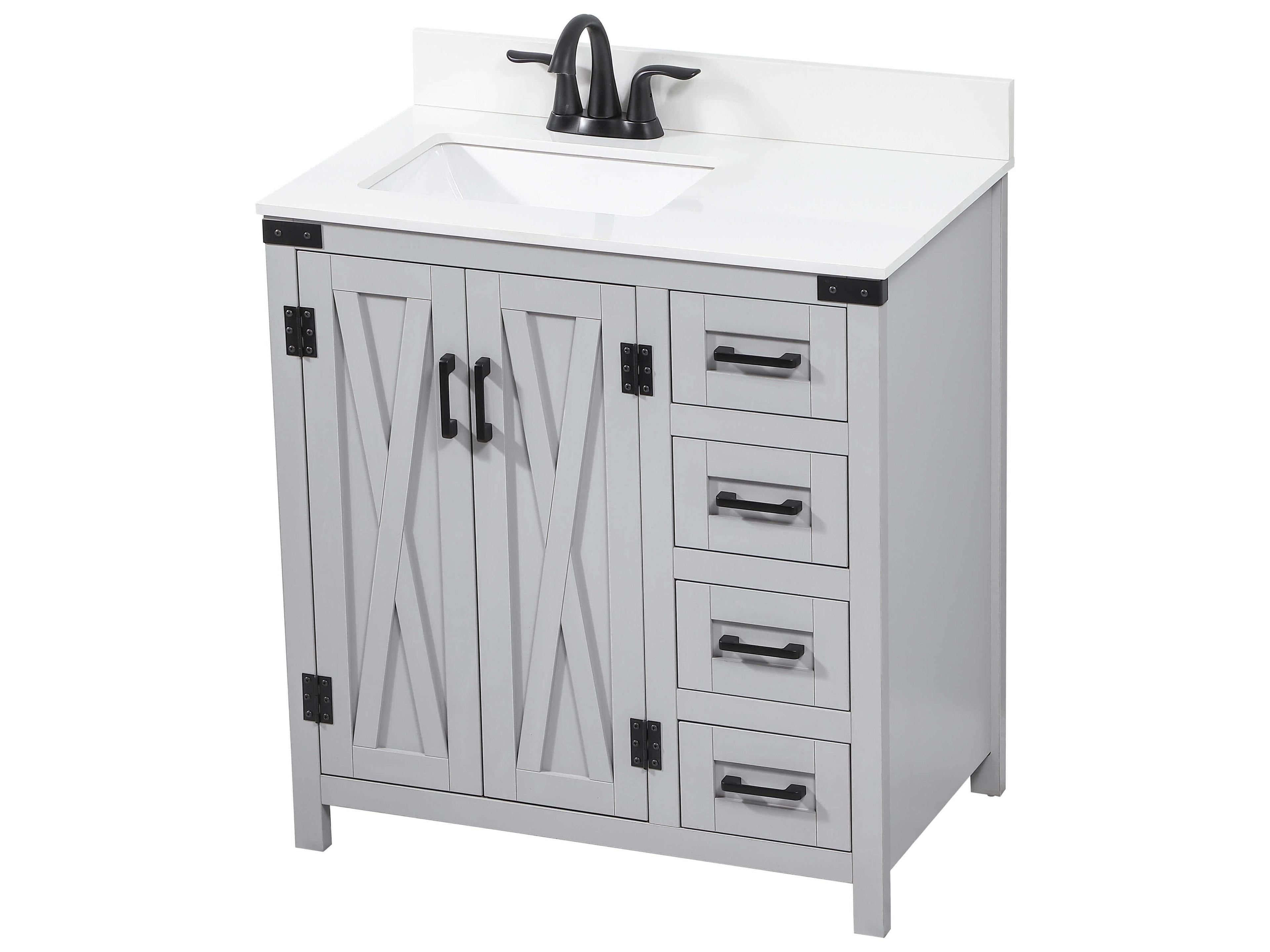 Elegant Lighting Grant Grey 32" Vanity with Backsplash