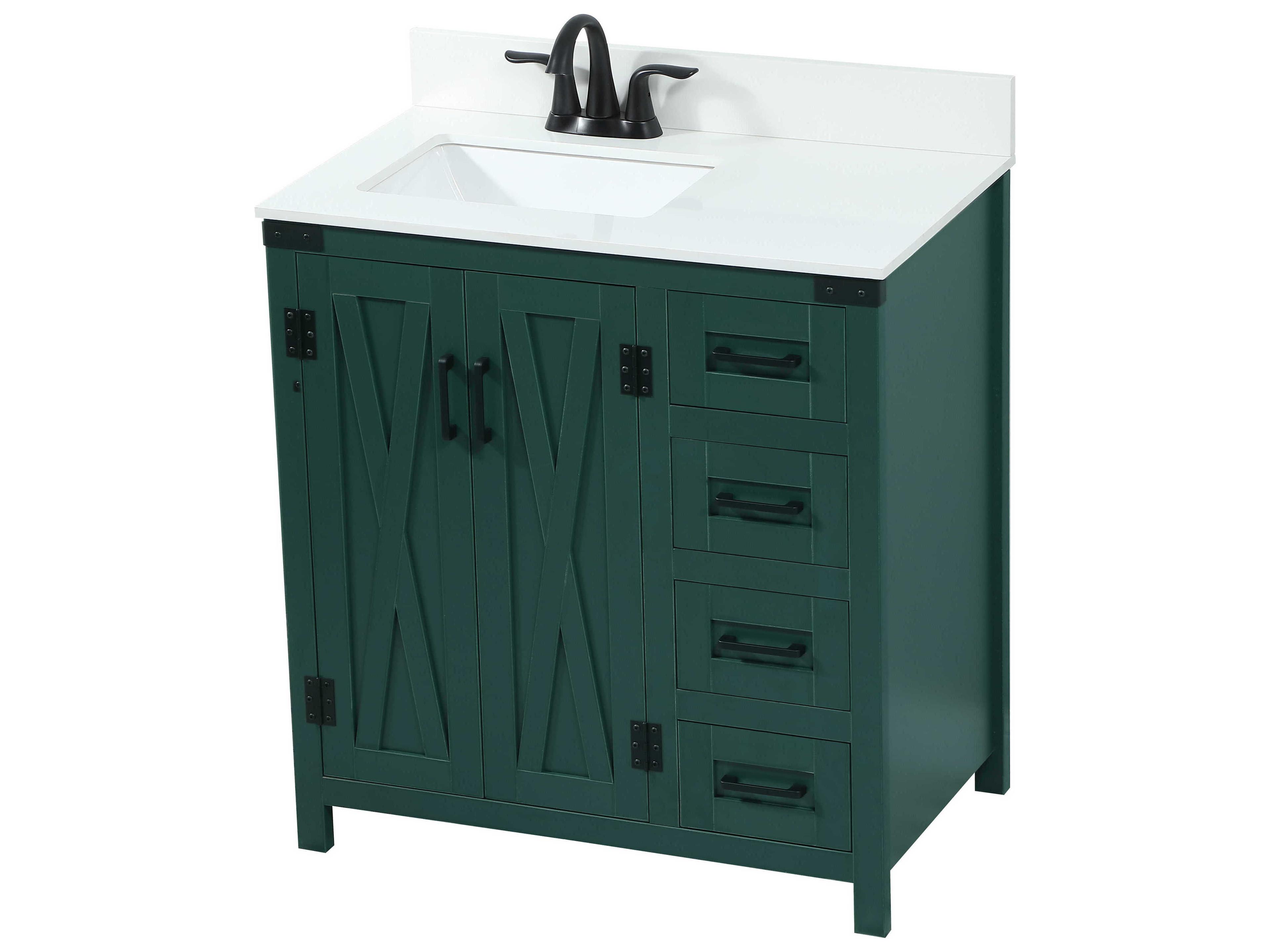 Elegant Lighting Grant Green 32" Vanity with Backsplash