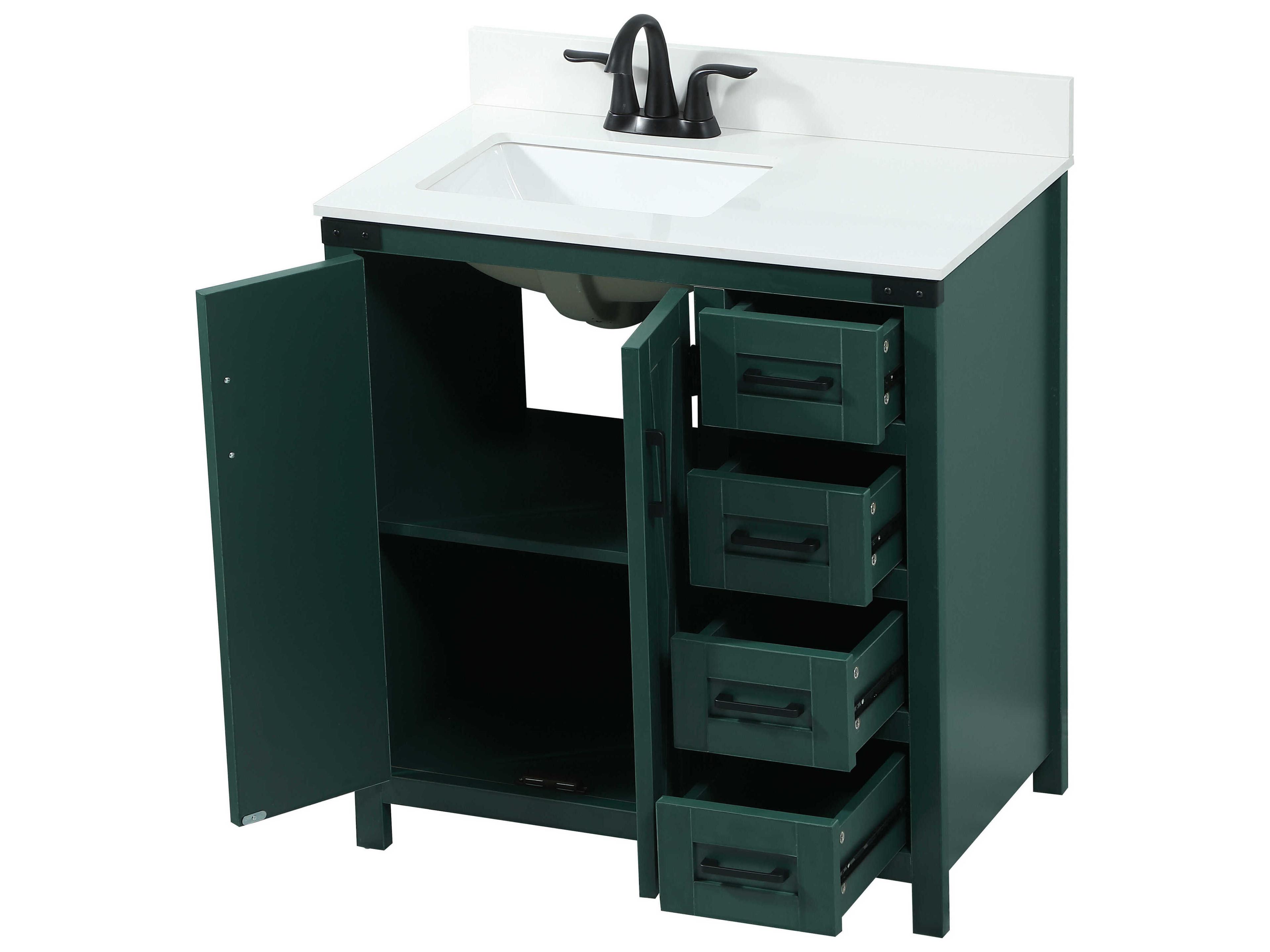 Elegant Lighting Grant Green 32" Vanity with Backsplash