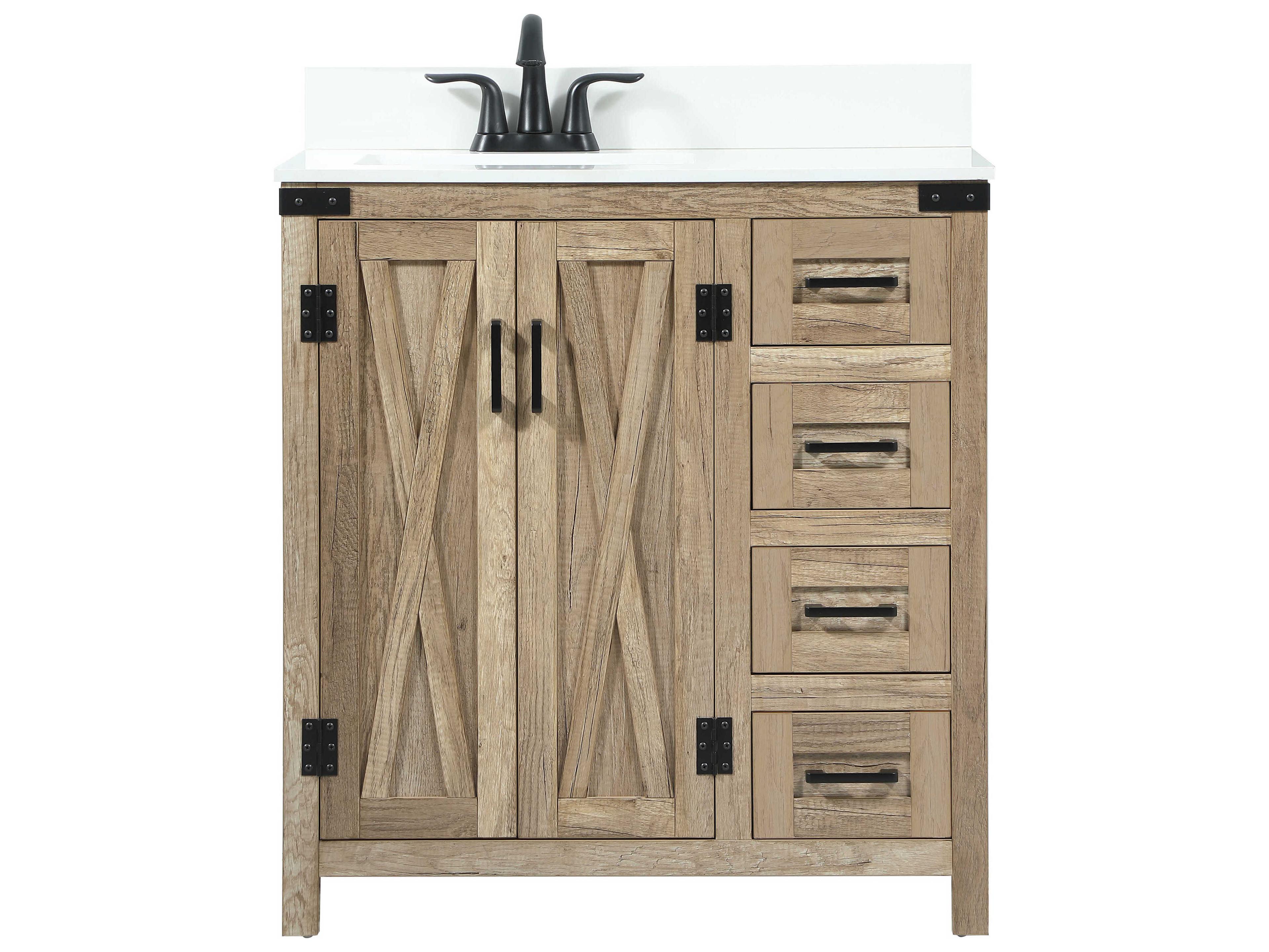 Elegant Lighting Grant Natural Oak 32" Vanity with Backsplash