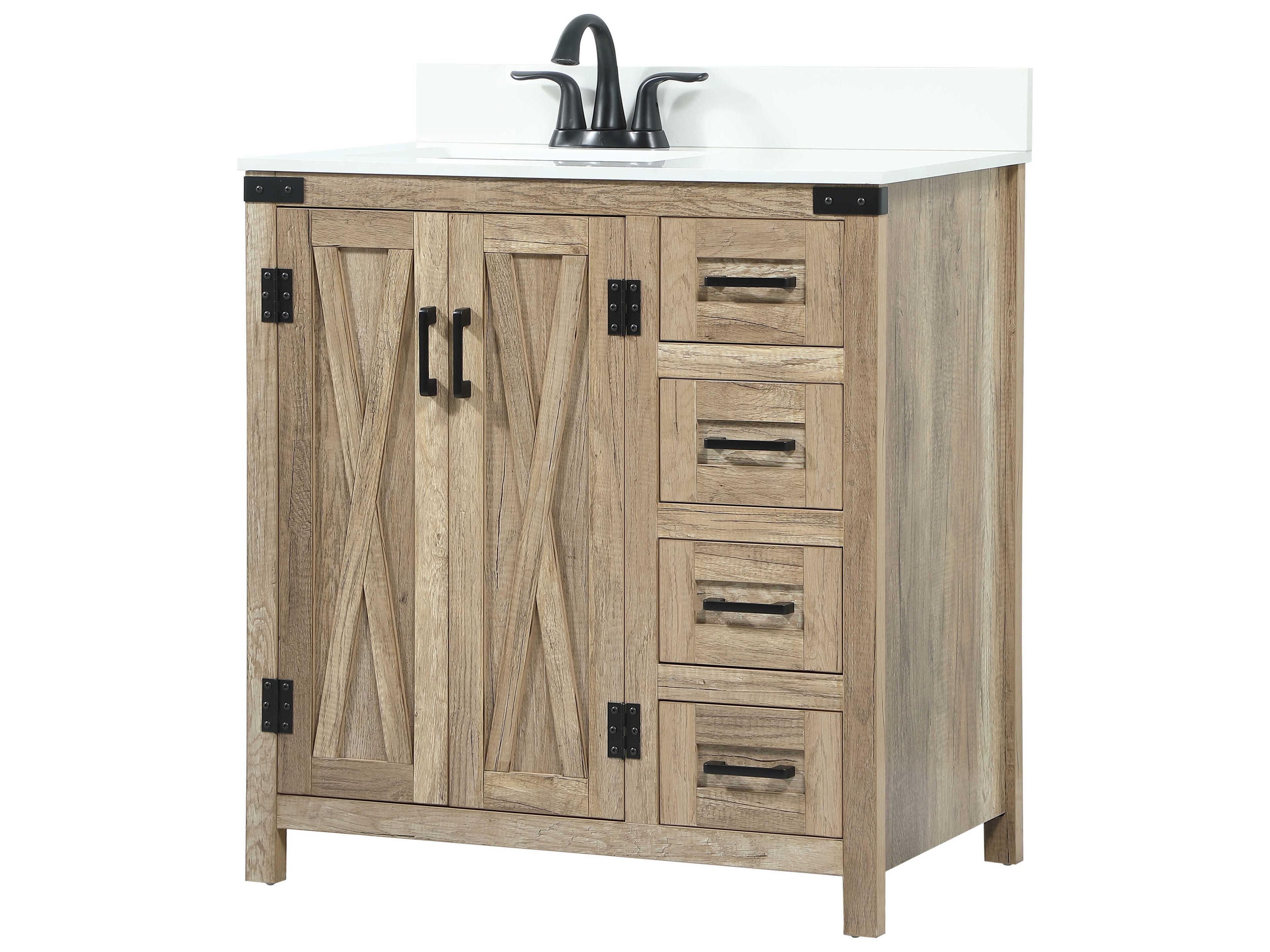 Elegant Lighting Grant Natural Oak 32" Vanity with Backsplash