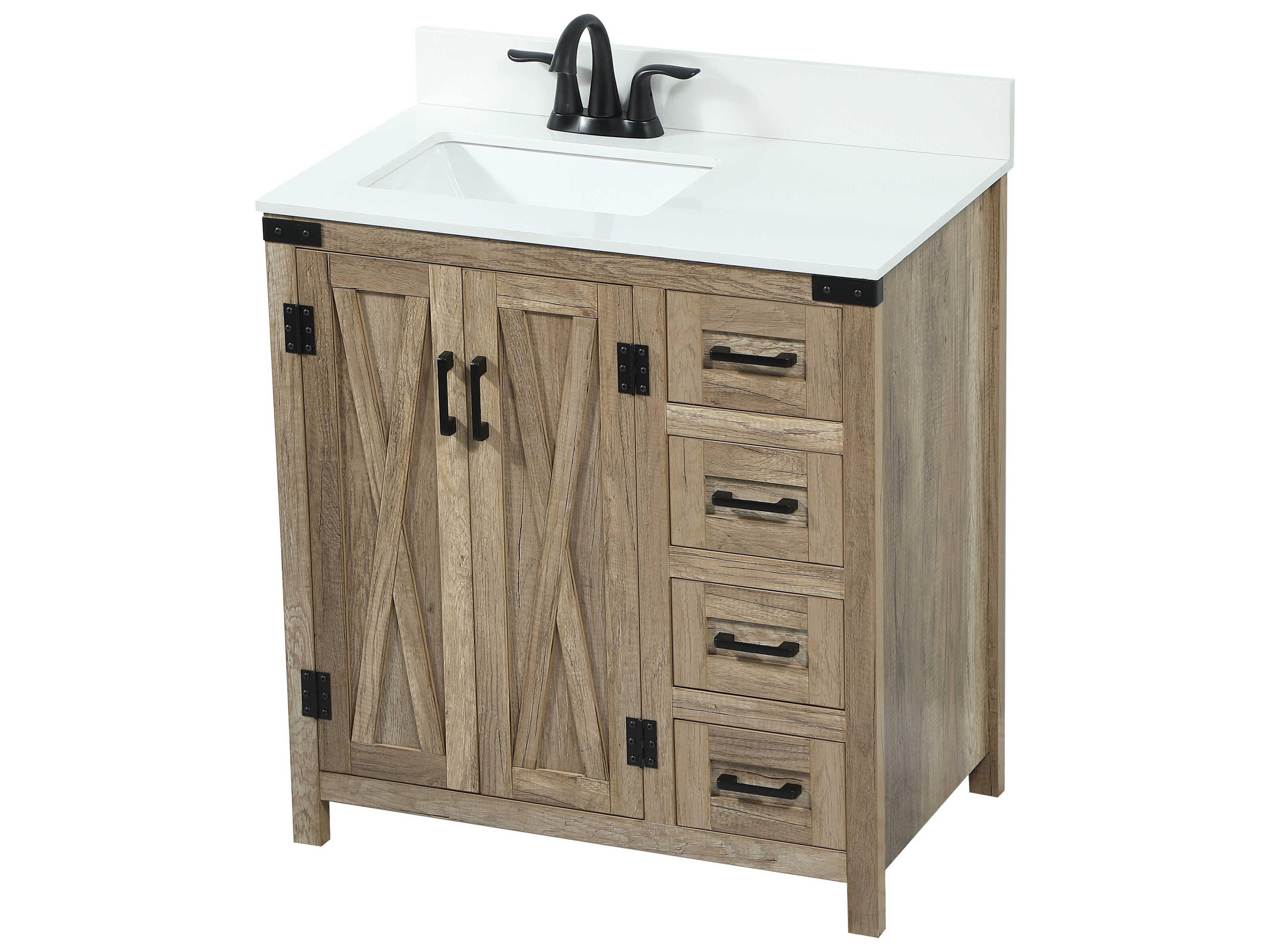 Elegant Lighting Grant Natural Oak 32" Vanity with Backsplash
