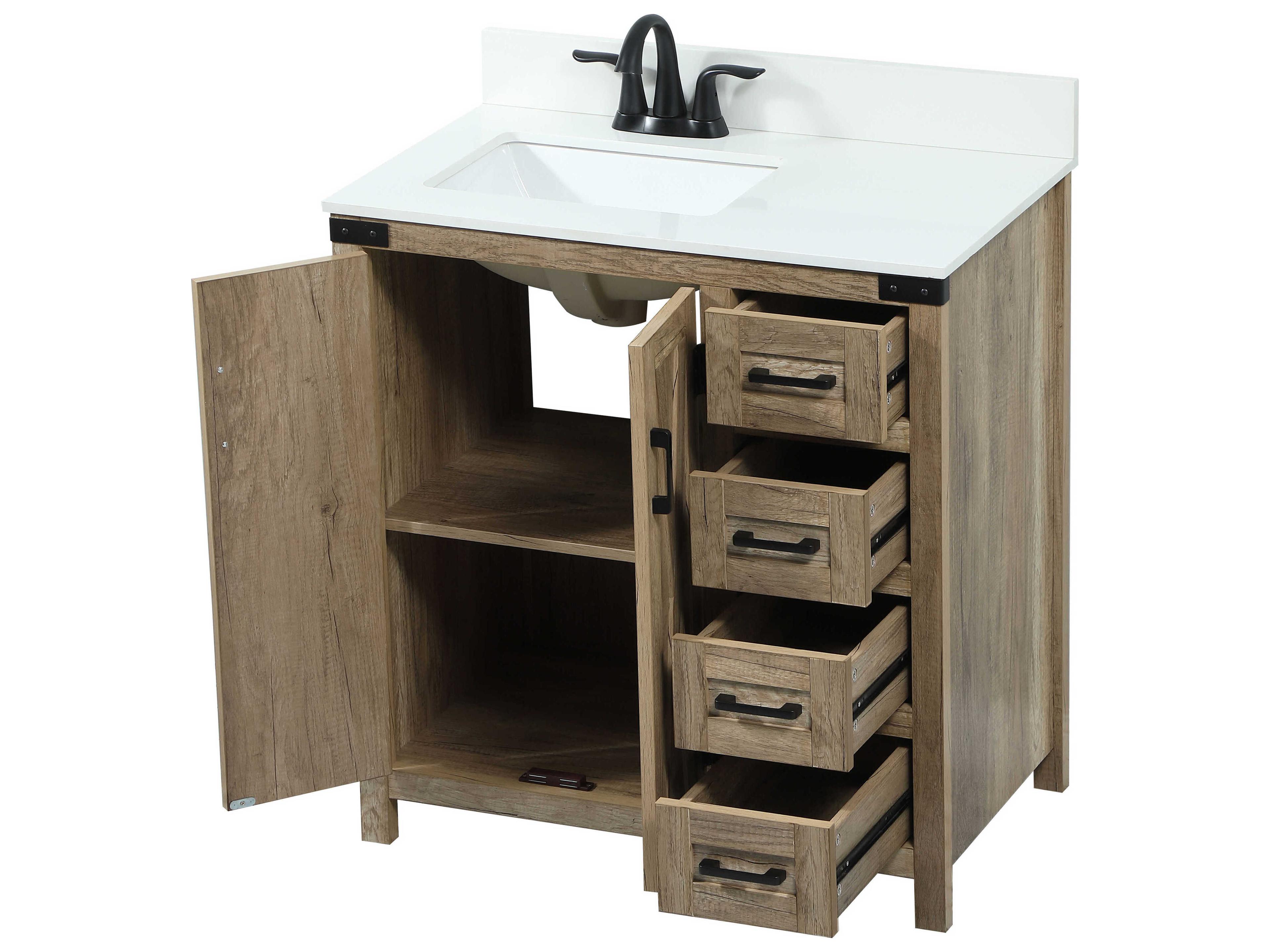 Elegant Lighting Grant Natural Oak 32" Vanity with Backsplash