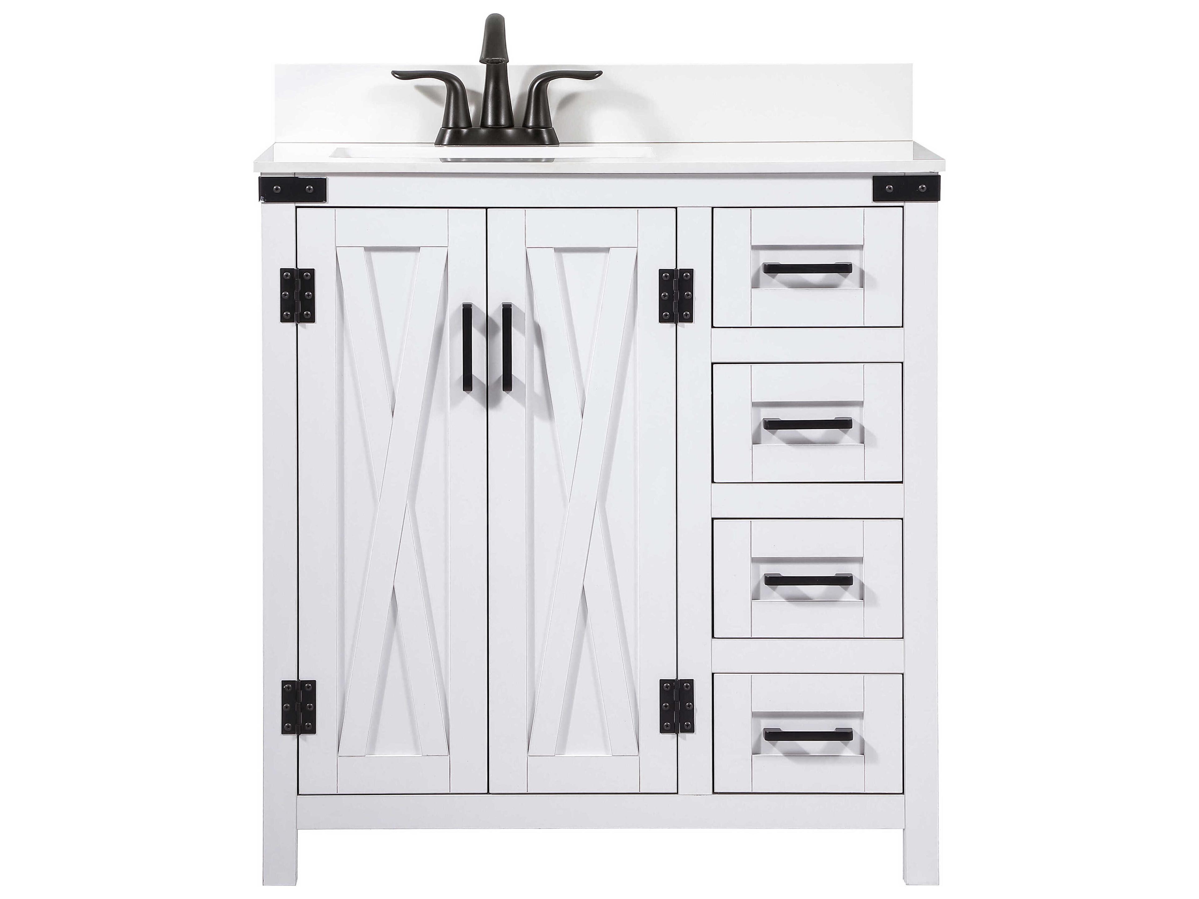 Elegant Lighting Grant White 32" Vanity with Backsplash