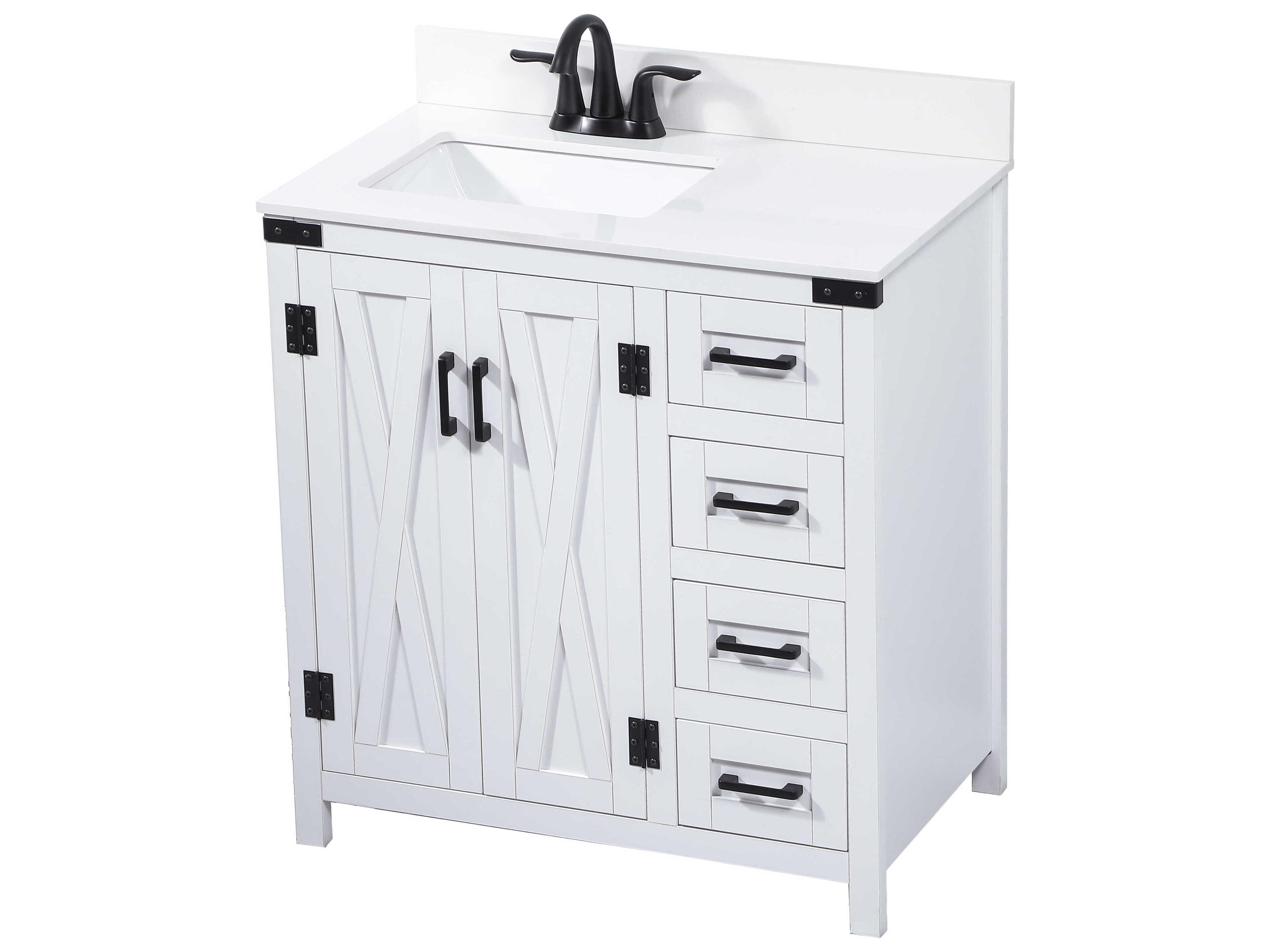 Elegant Lighting Grant White 32" Vanity with Backsplash