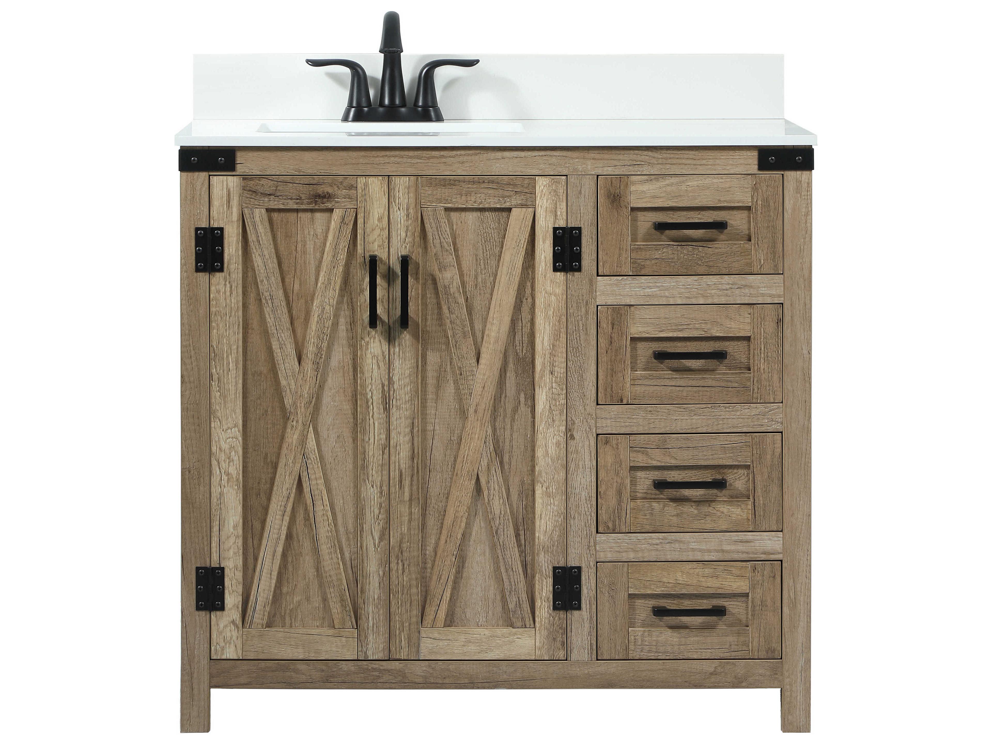 Elegant Lighting Grant Natural Oak 36" Vanity with Backsplash
