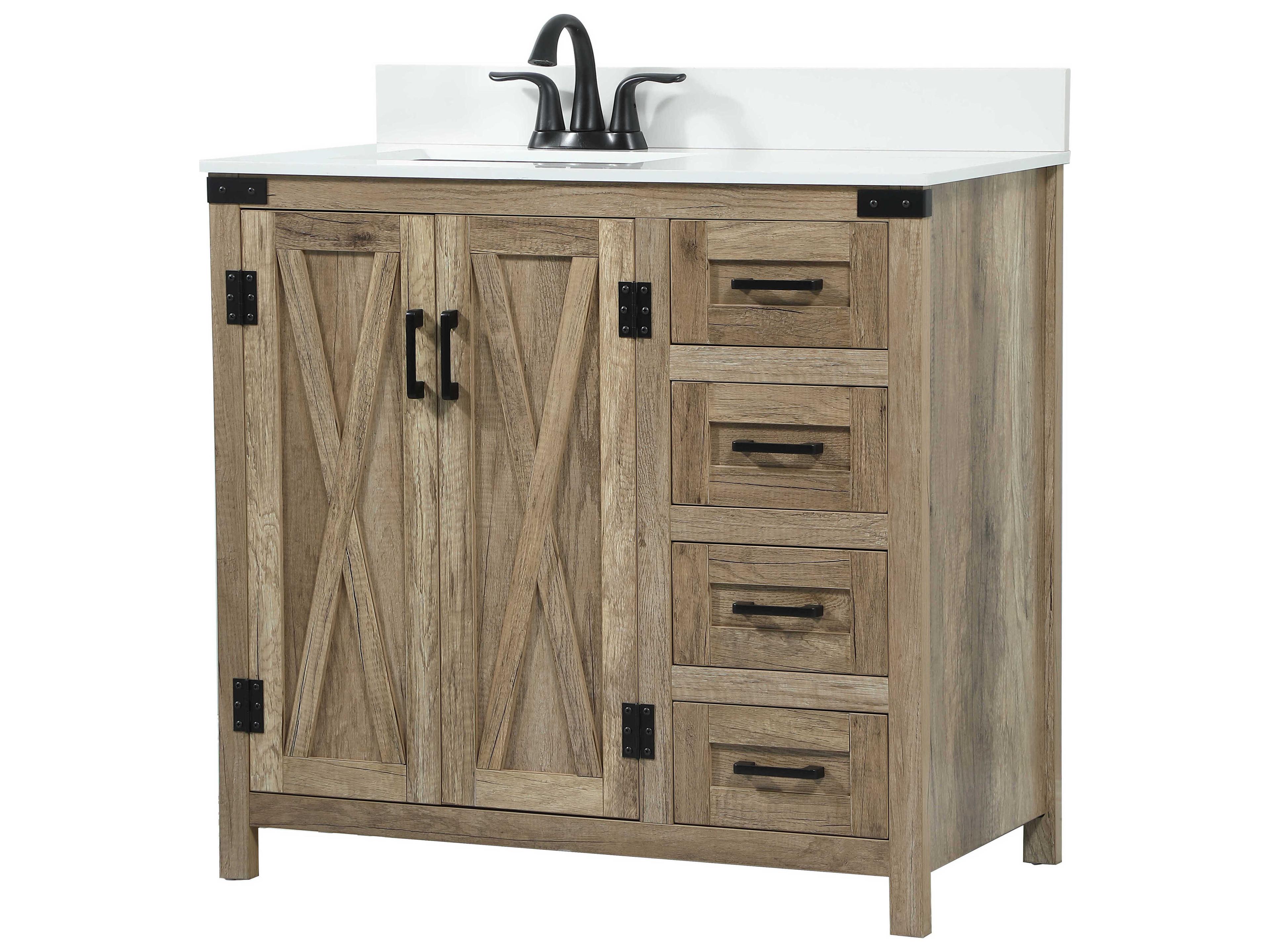 Elegant Lighting Grant Natural Oak 36" Vanity with Backsplash