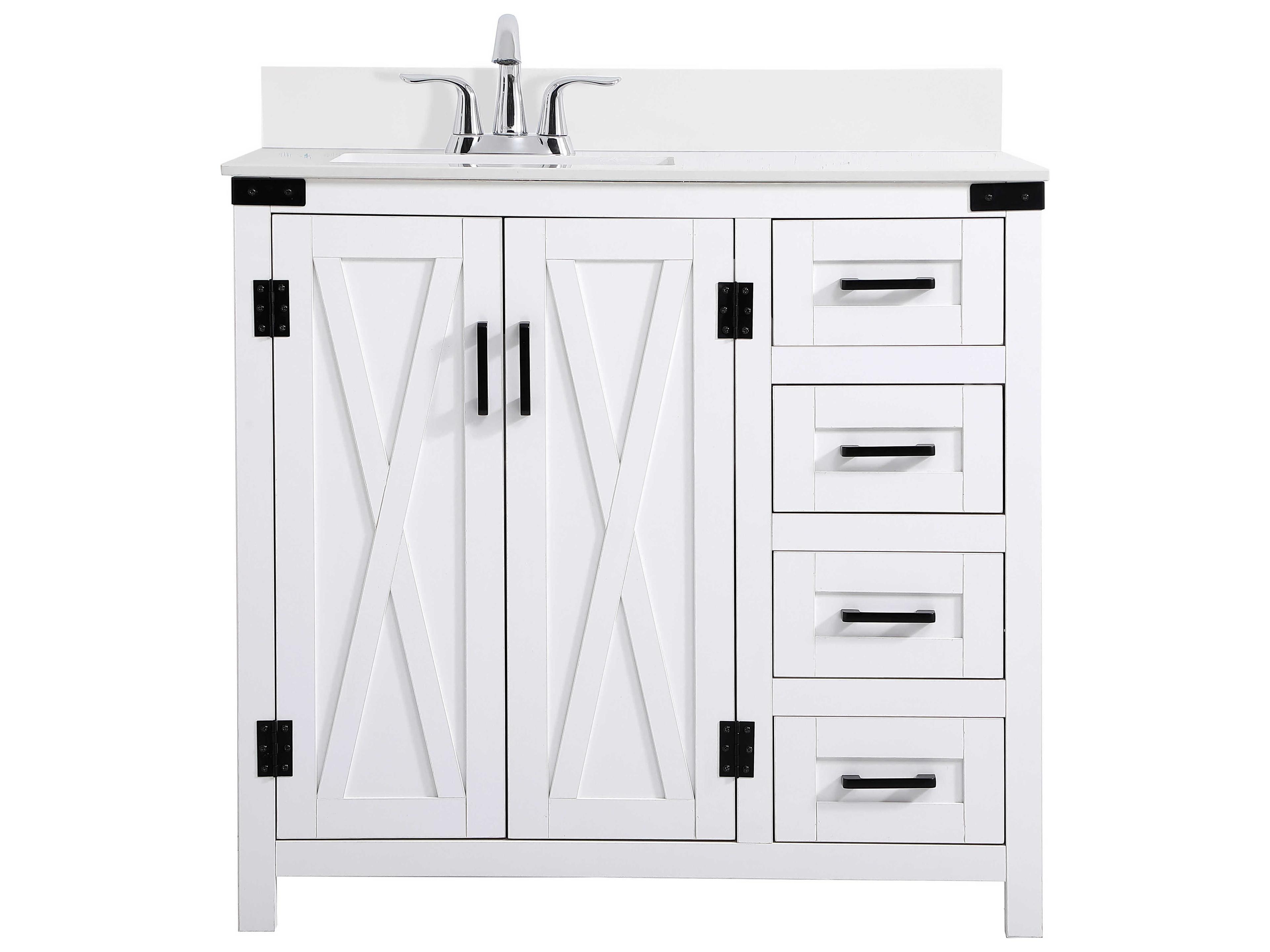 Elegant Lighting Grant White 36" Vanity with Backsplash
