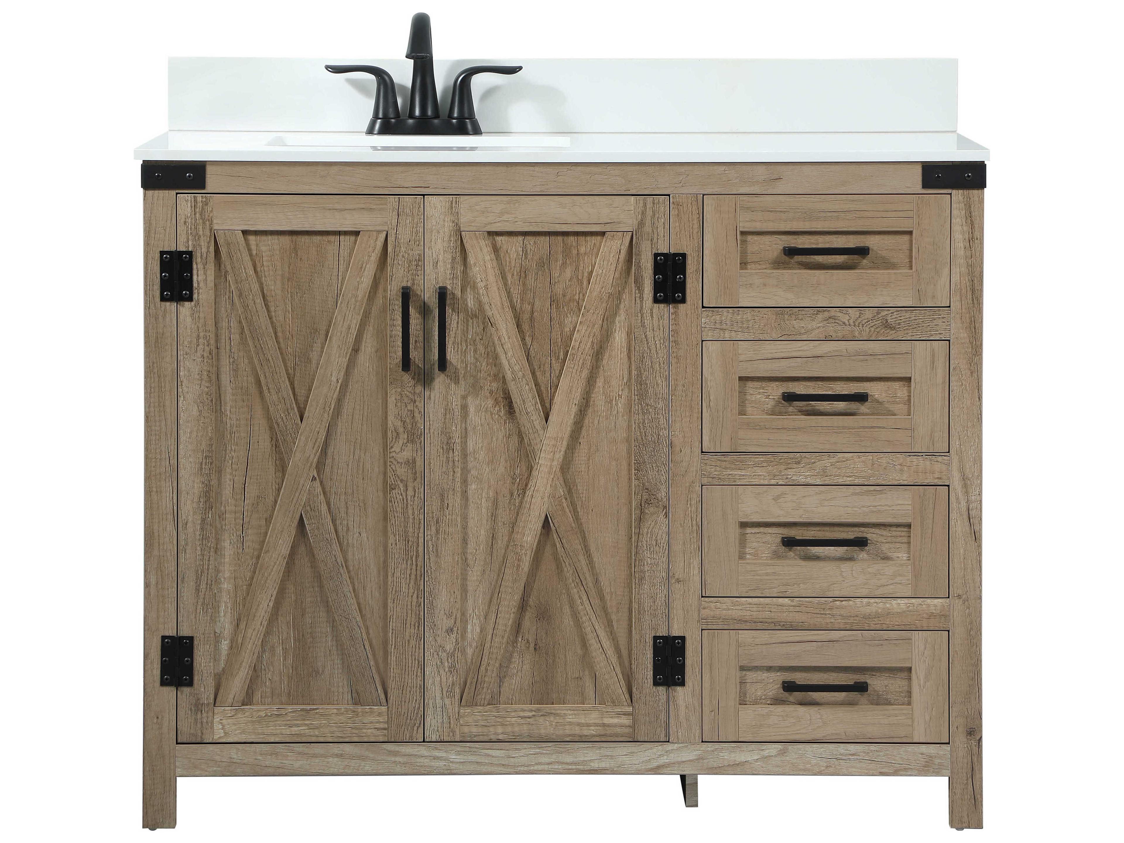 Elegant Lighting Grant Natural Oak 42" Vanity with Backsplash