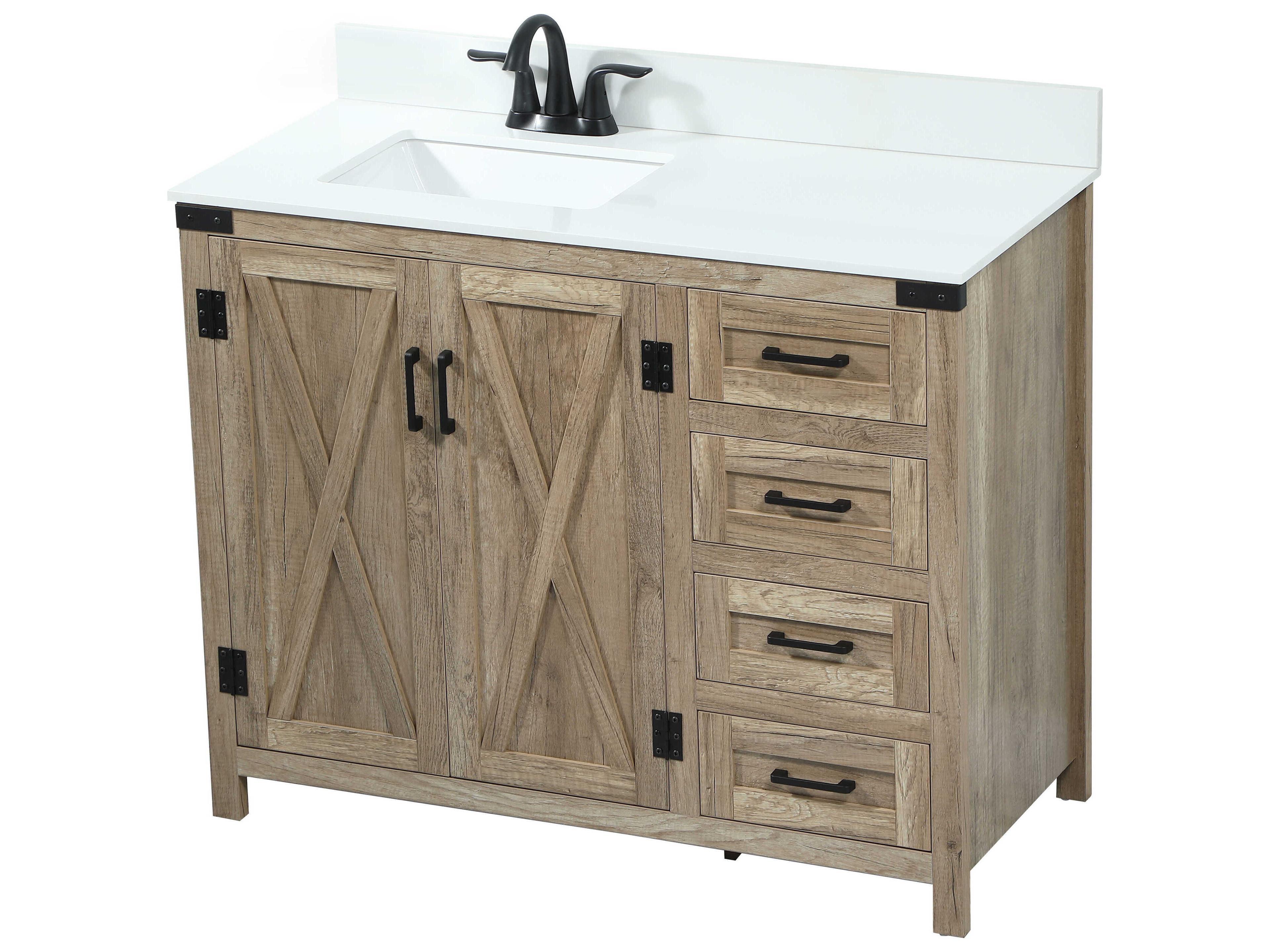 Elegant Lighting Grant Natural Oak 42" Vanity with Backsplash
