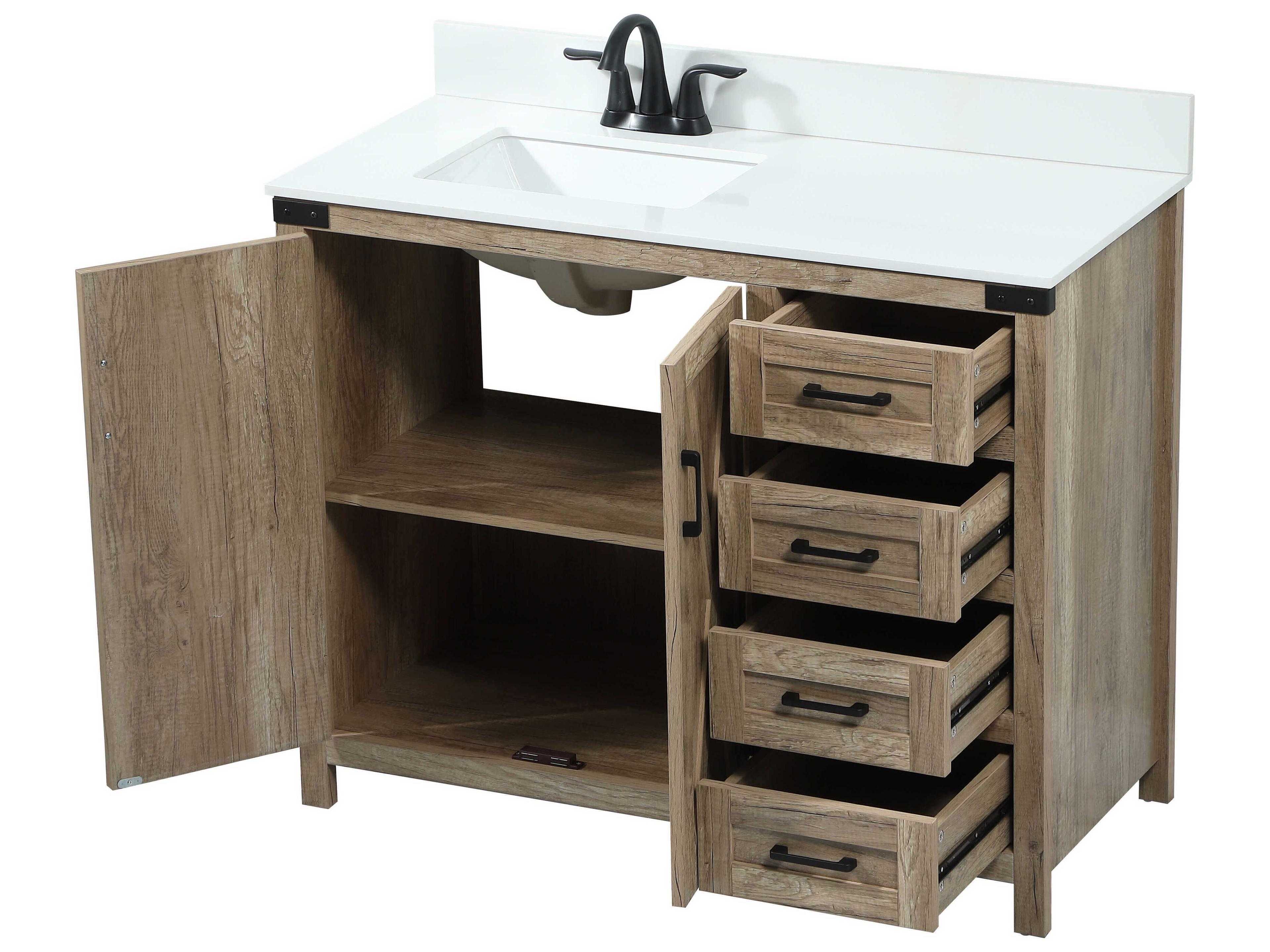 Elegant Lighting Grant Natural Oak 42" Vanity with Backsplash