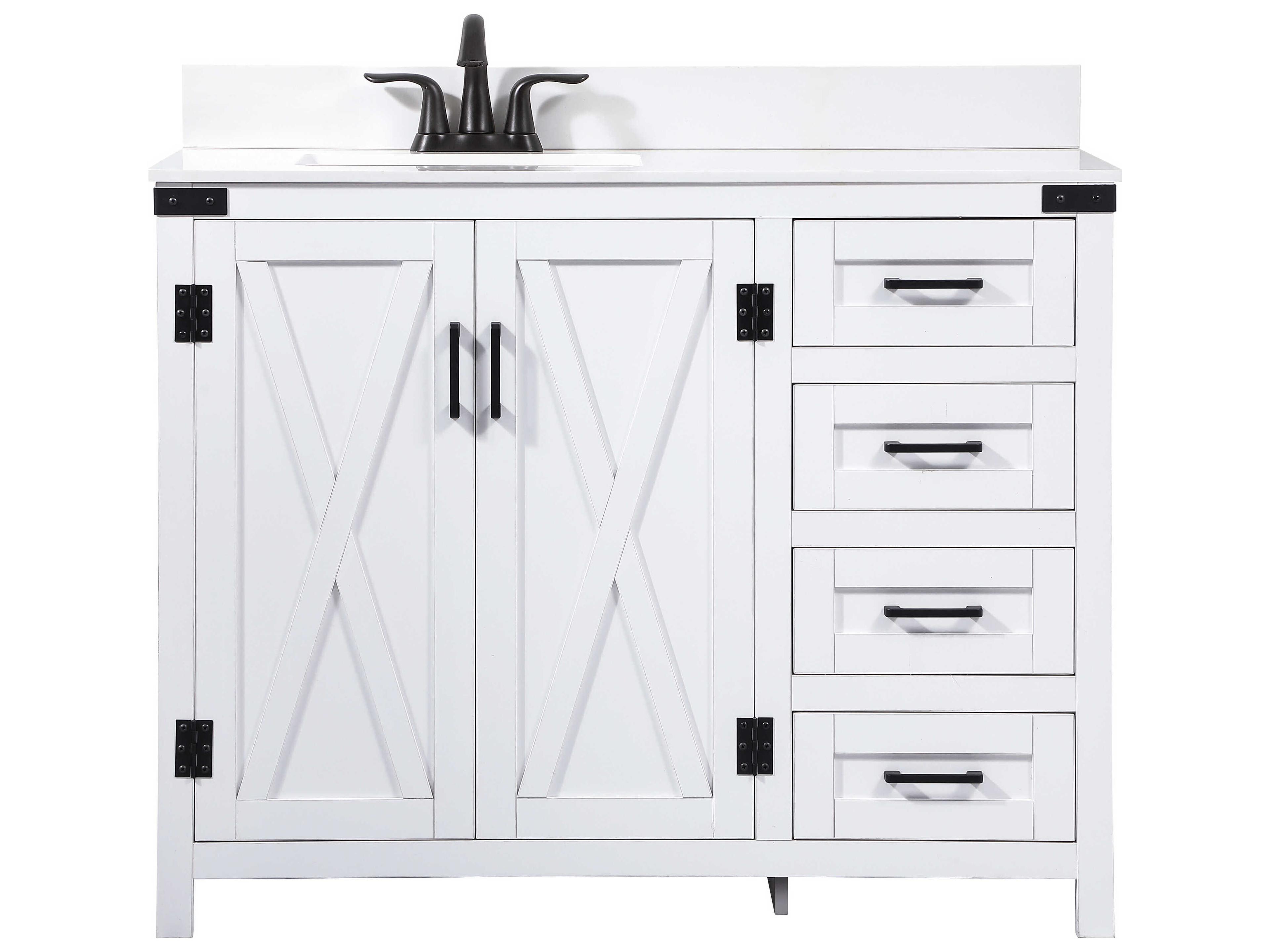 Elegant Lighting Grant White 42" Vanity with Backsplash