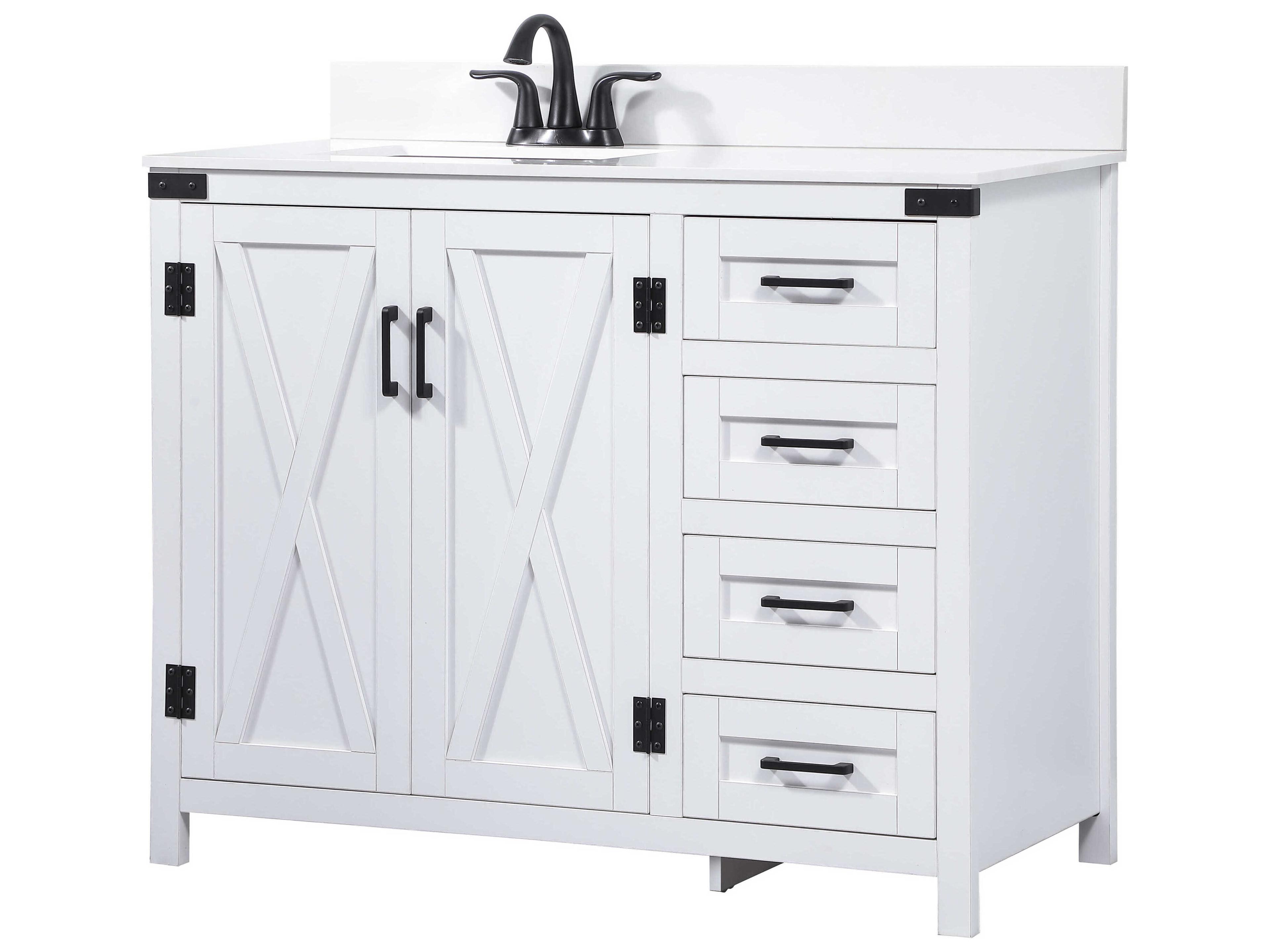 Elegant Lighting Grant White 42" Vanity with Backsplash