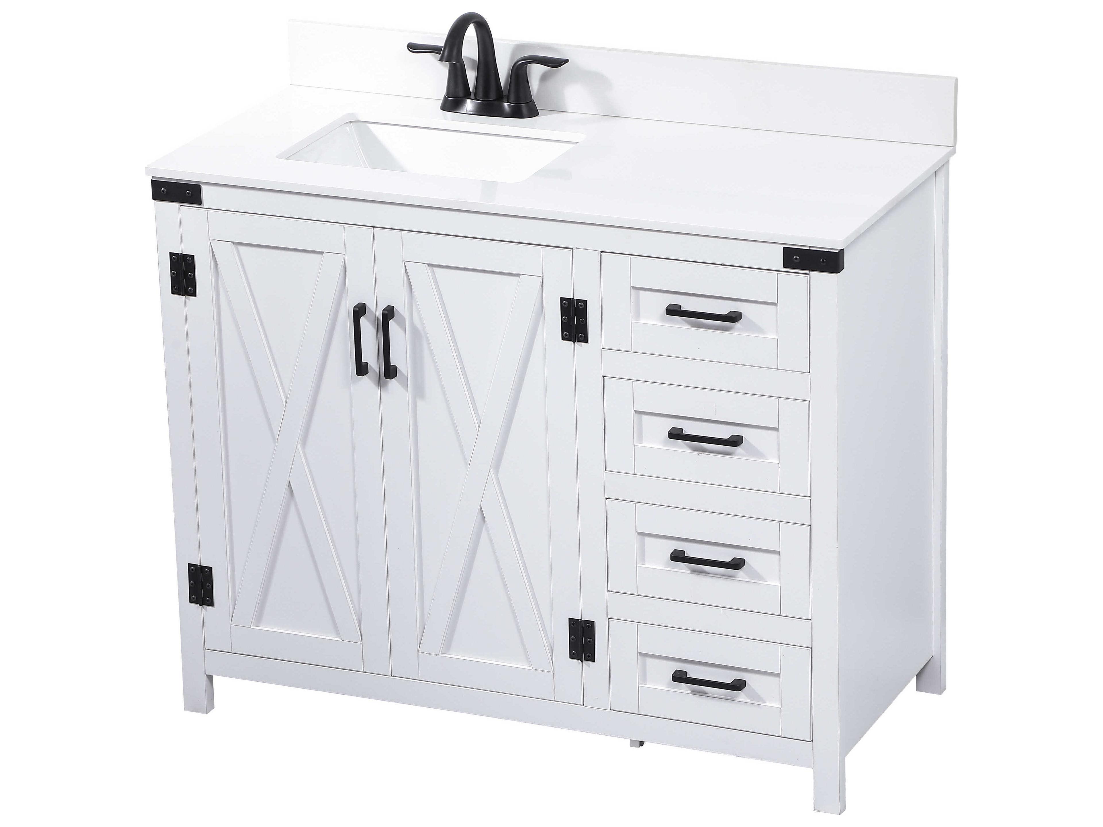 Elegant Lighting Grant White 42" Vanity with Backsplash